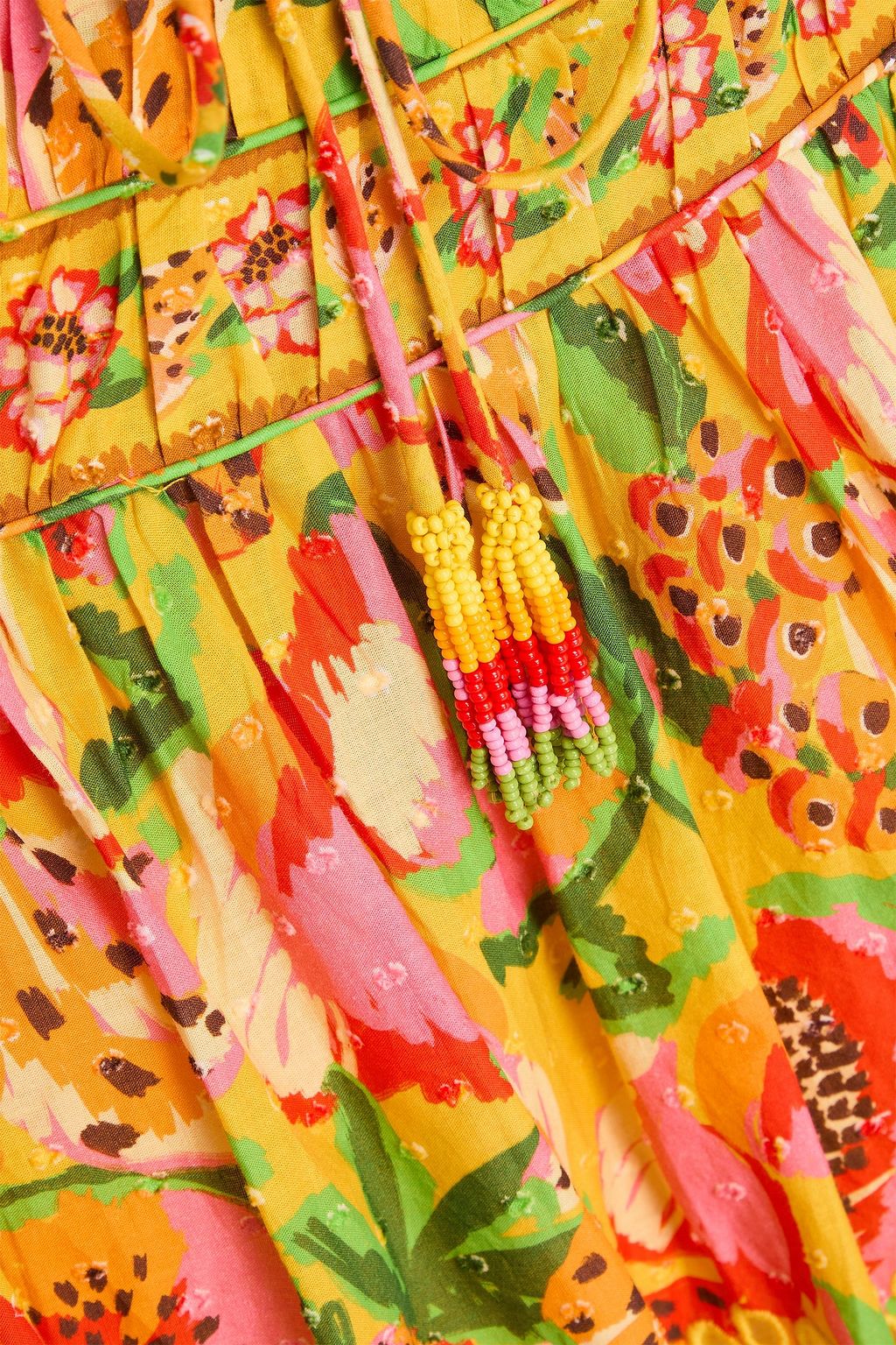 FARM RIO Bead-embellished printed cotton mini skirt