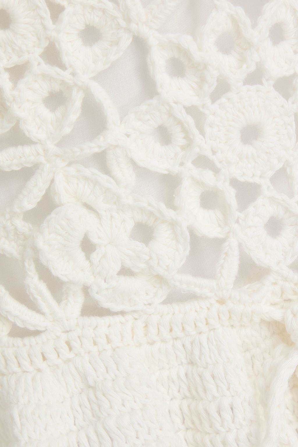 FARM RIO Embellished macramé cotton top