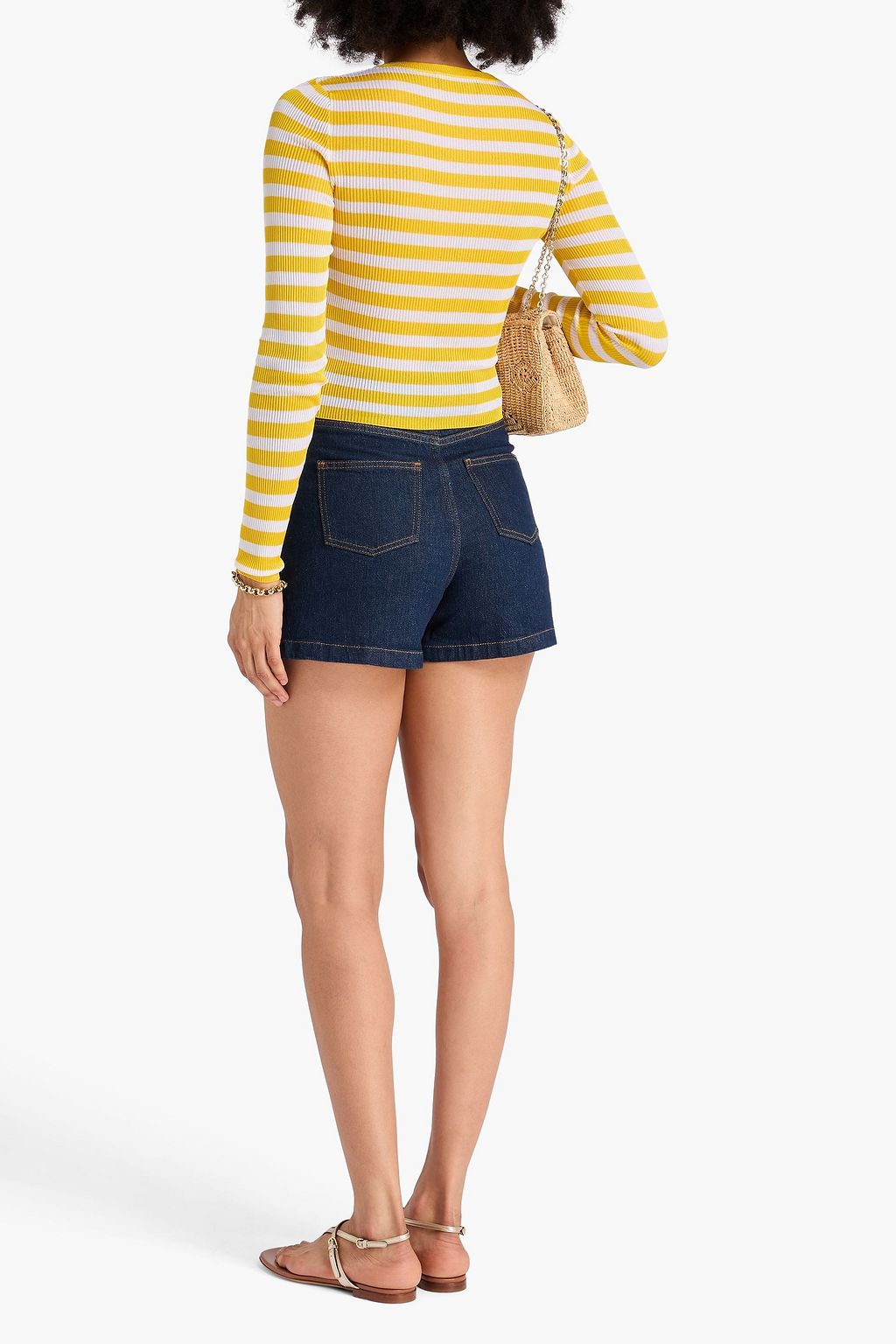 DOLCE&GABBANA Striped ribbed-knit sweater
