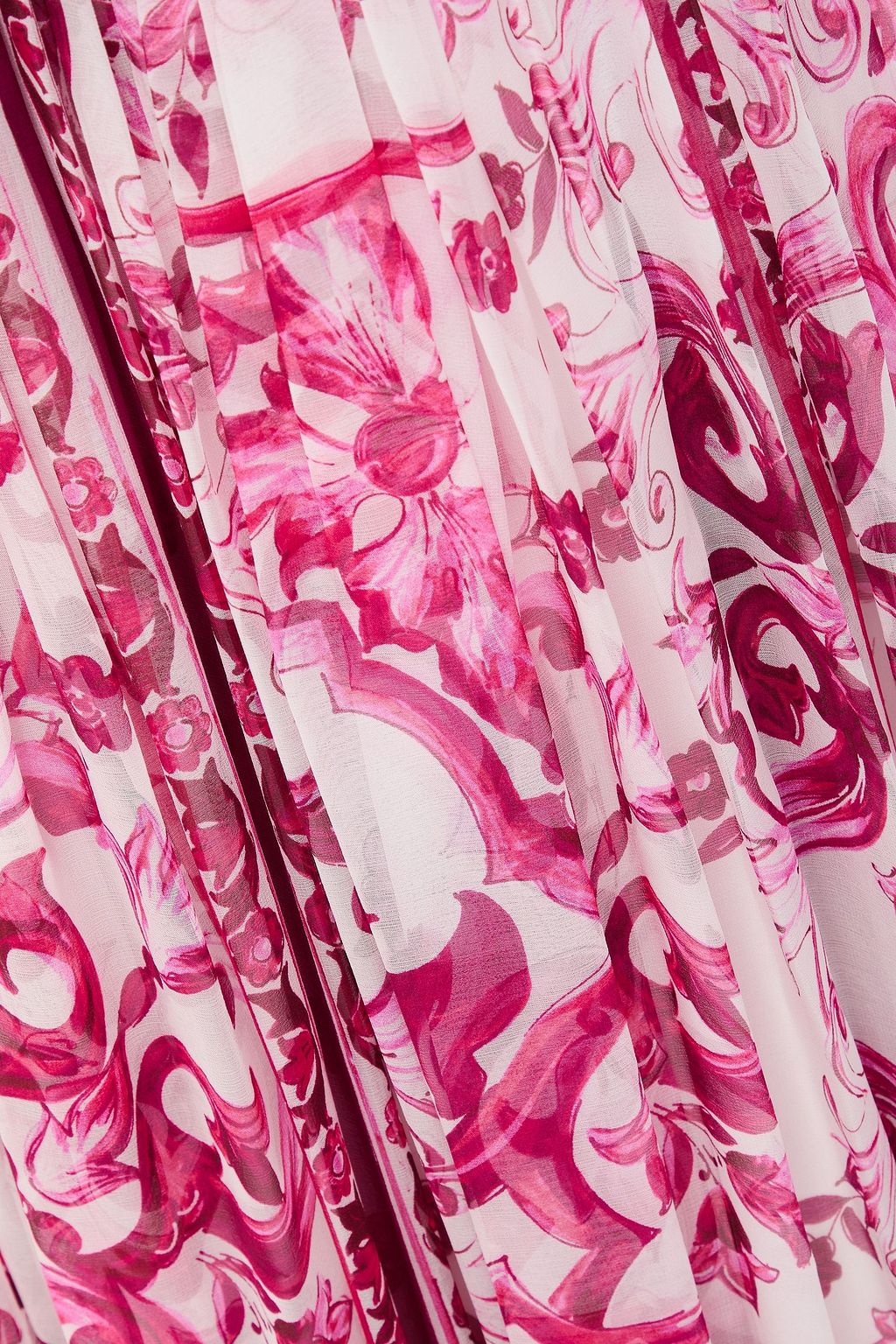 DOLCE&GABBANA Gathered printed silk-voile maxi skirt