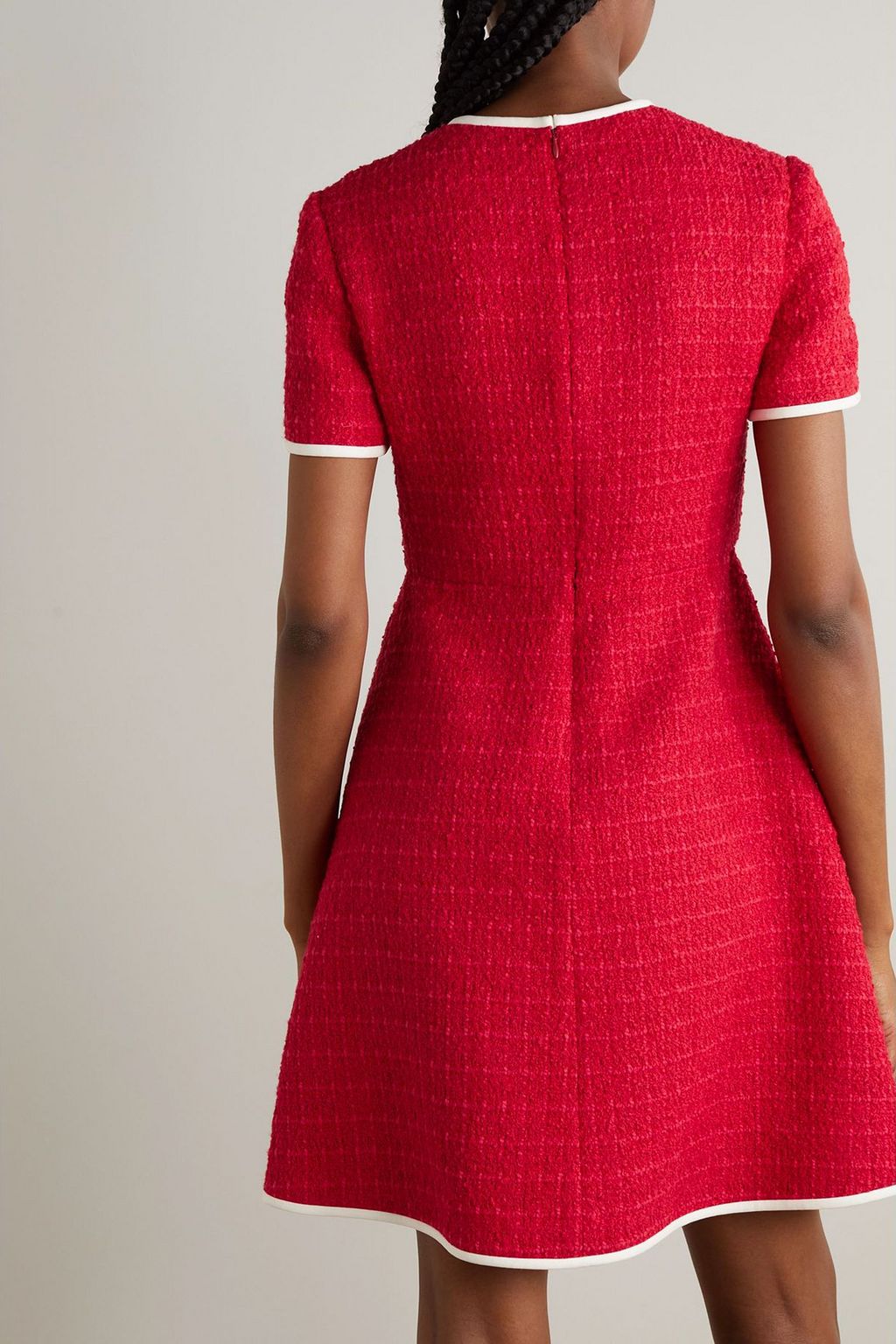 VALENTINO GARAVANI Embellished crepe-trimmed bouclé dress