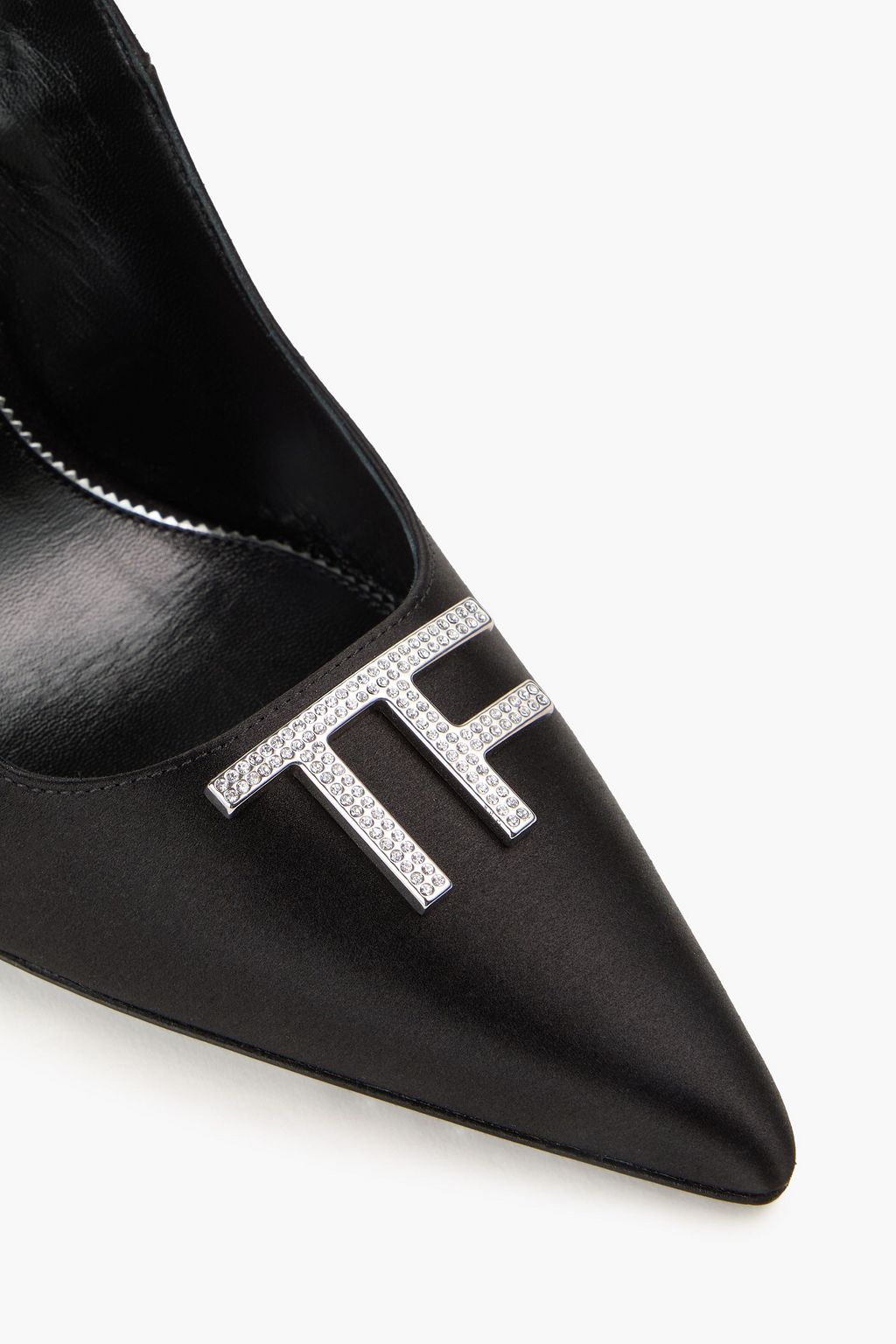 TOM FORD サテン スリングバックパンプス クリスタル付き
