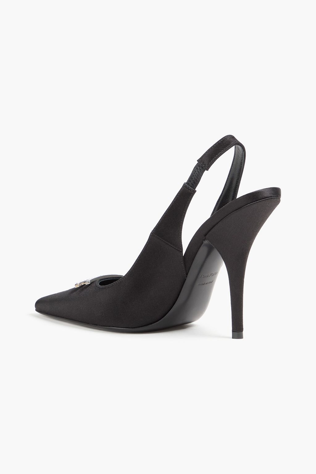 TOM FORD サテン スリングバックパンプス クリスタル付き
