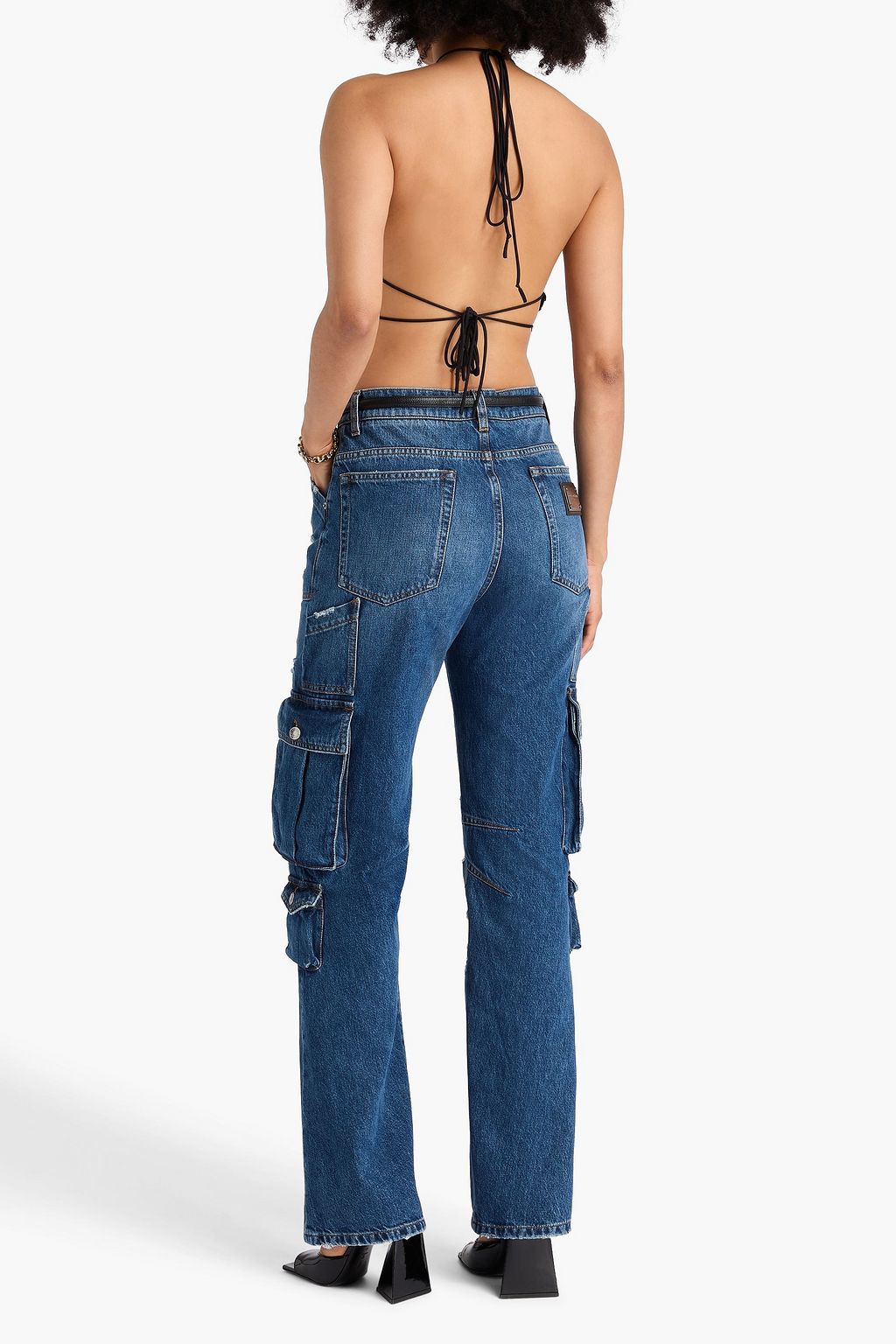 DOLCE&GABBANA Distressed high-rise cargo jeans