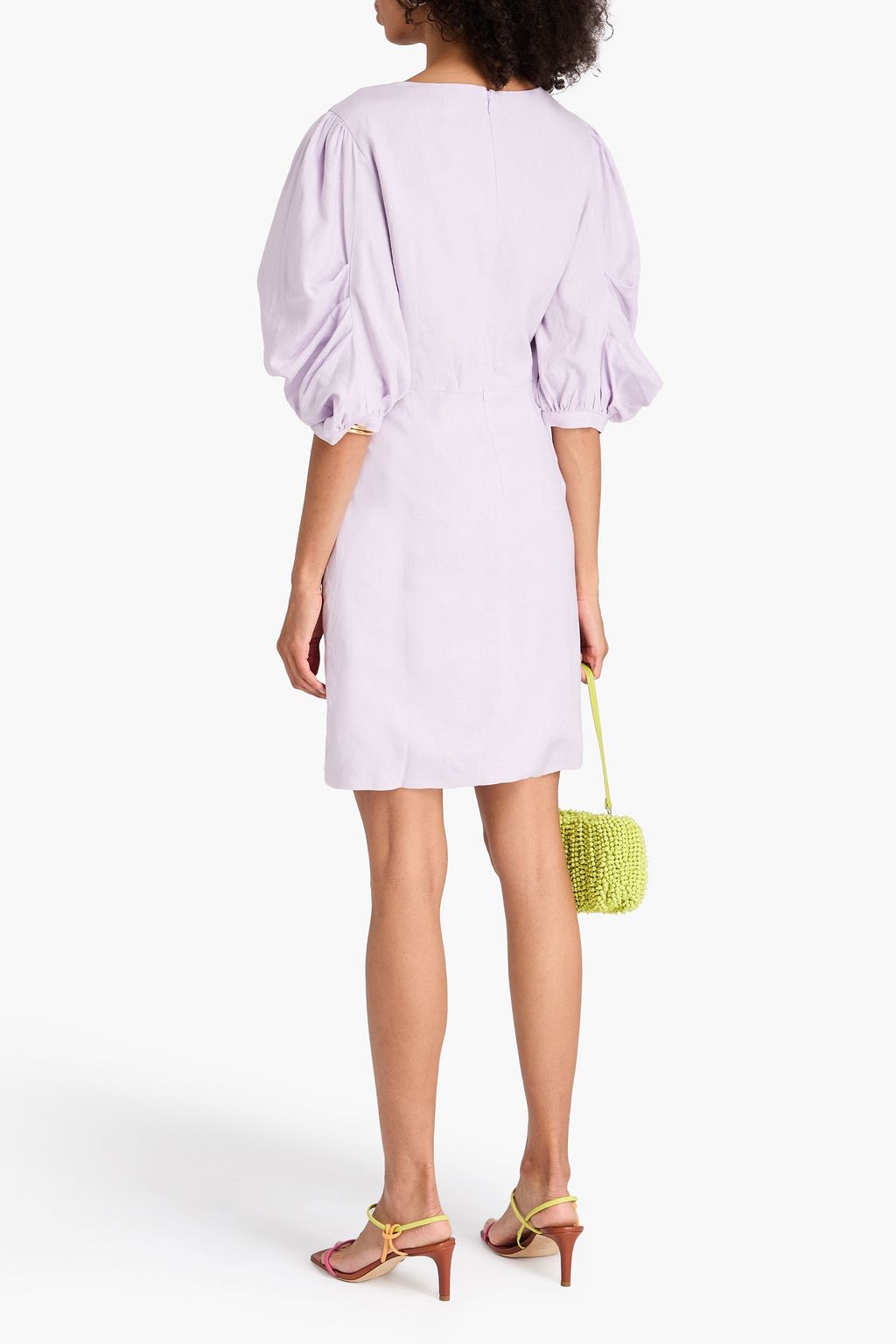 FARM RIO Knotted linen-blend mini dress