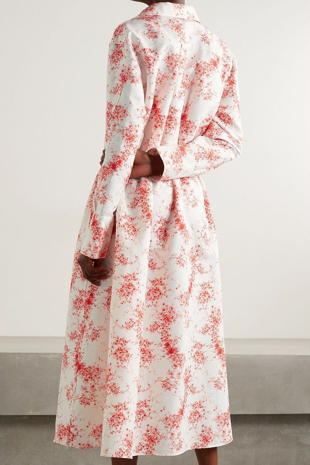 VALENTINO GARAVANI Floral-print cotton and silk-blend faille midi dress
