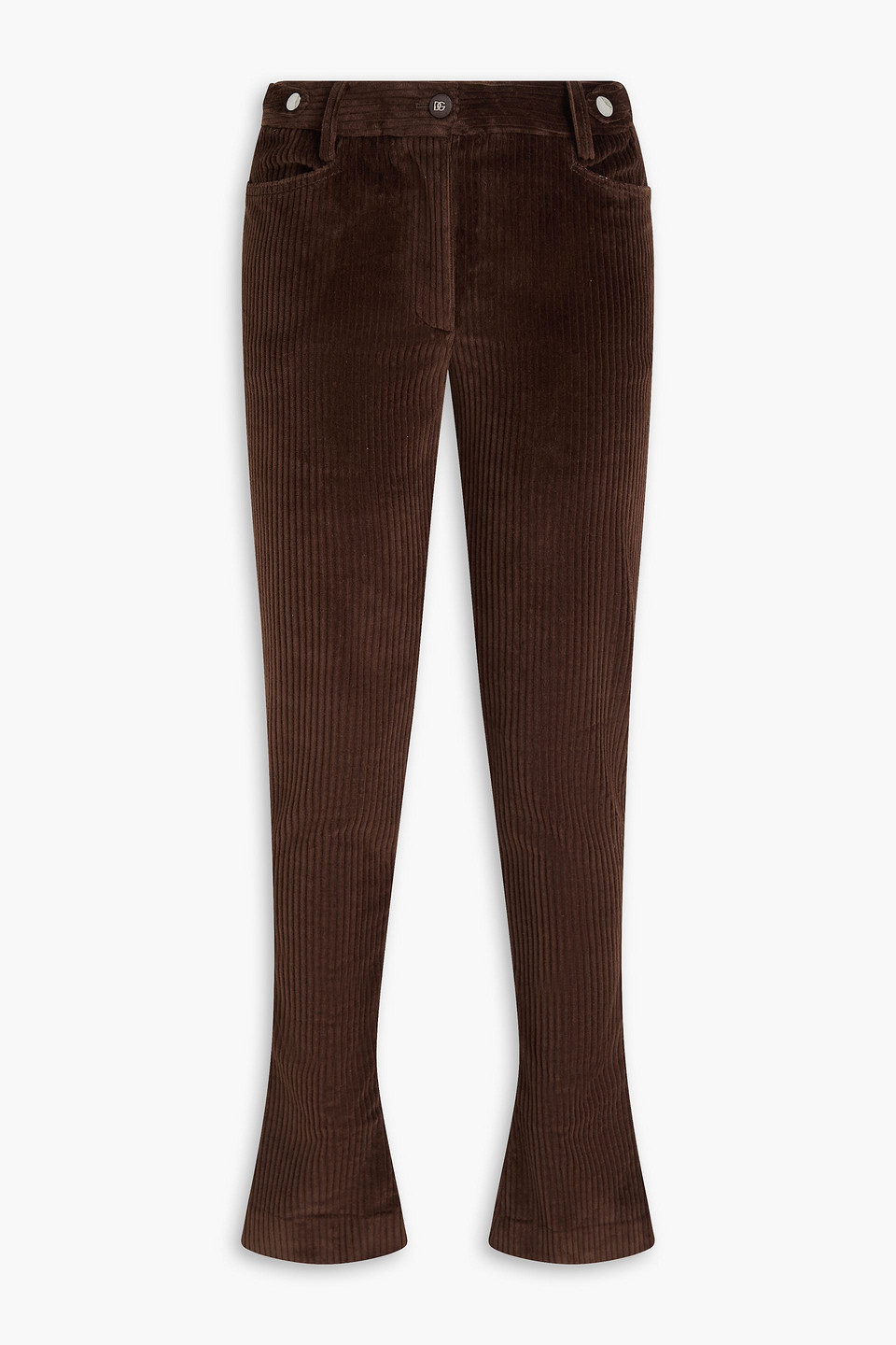 Dolce & Gabbana Cotton-blend Corduroy Bootcut Trousers In Brown