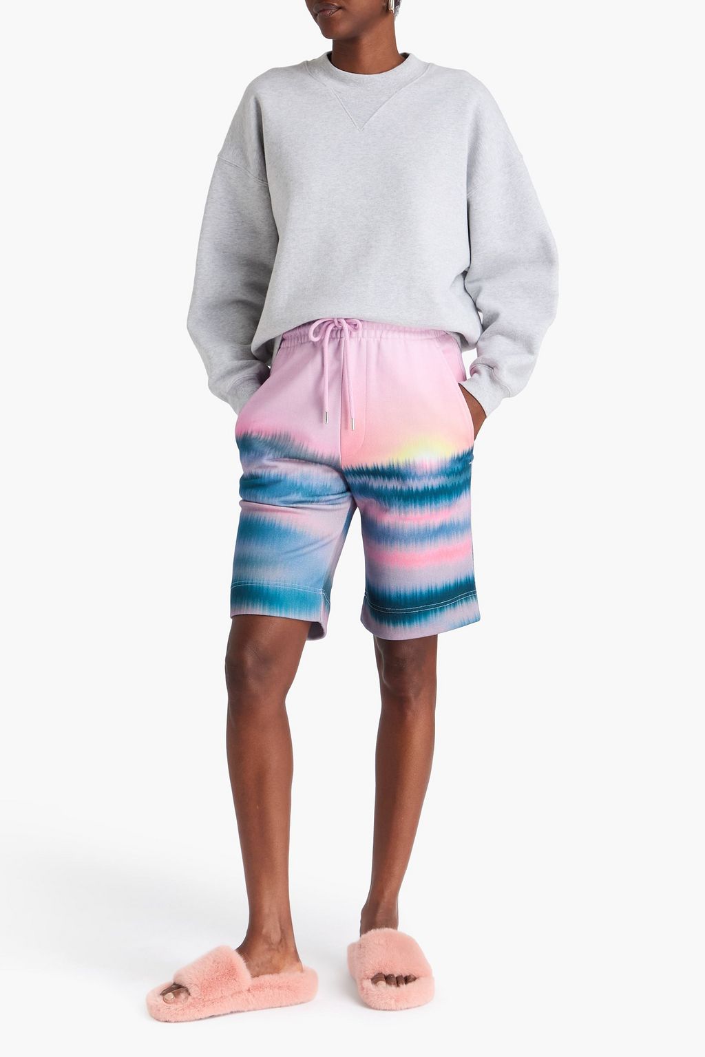 DRIES VAN NOTEN شورت من قطن تيري فرنسي مطاطي مزين بطبعات