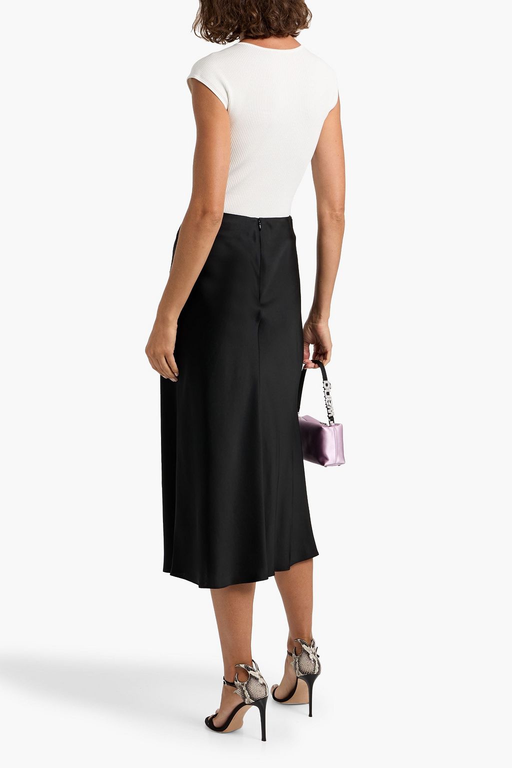SIMKHAI Blane draped satin-crepe midi skirt