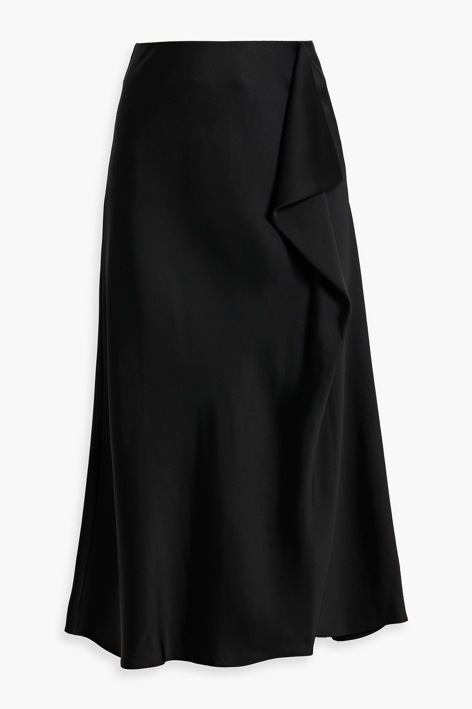 Simkhai Blane Draped Satin-crepe Midi Skirt In Black