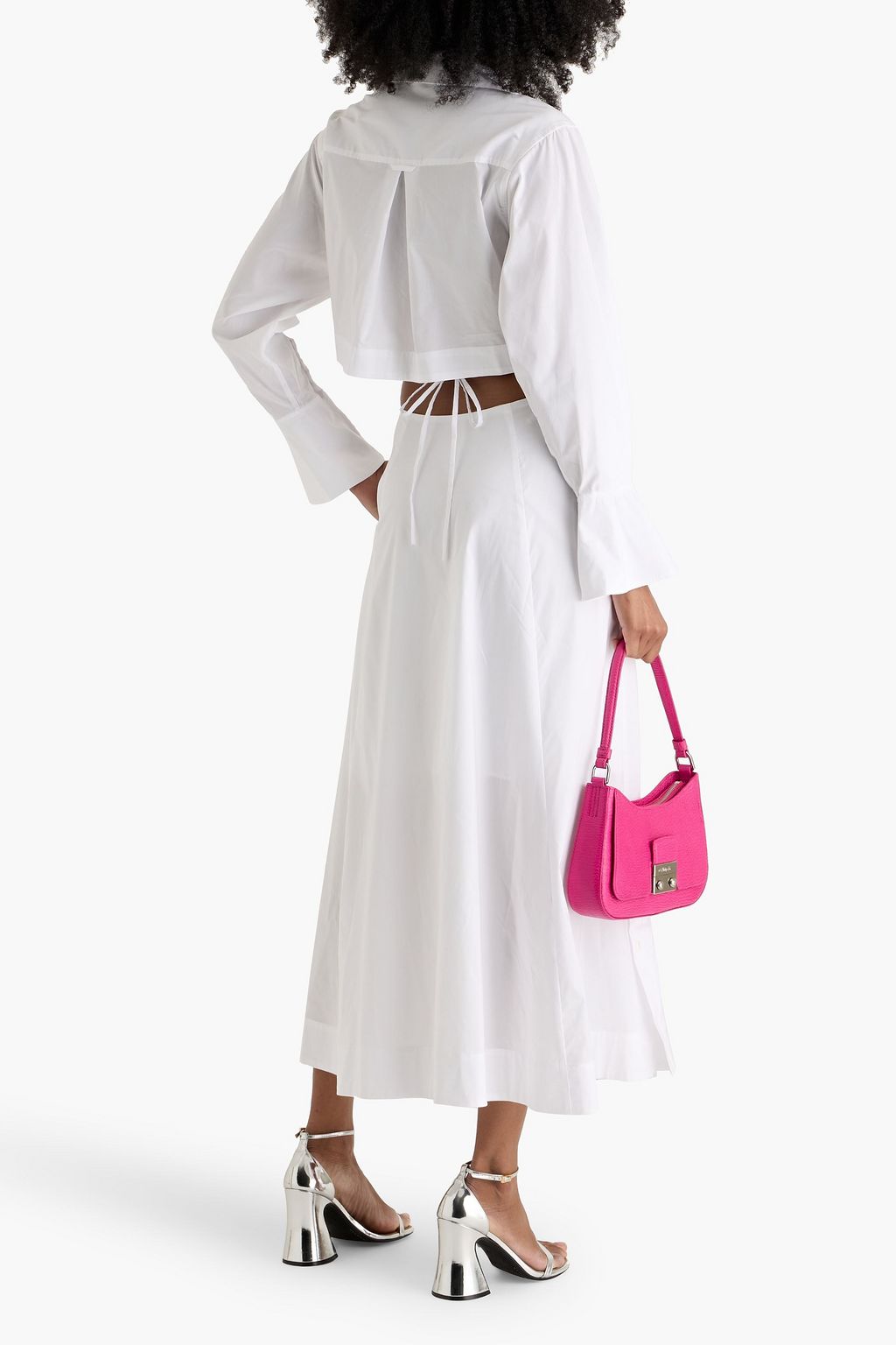 SIMKHAI Alex cutout cotton-blend poplin maxi shirt dress