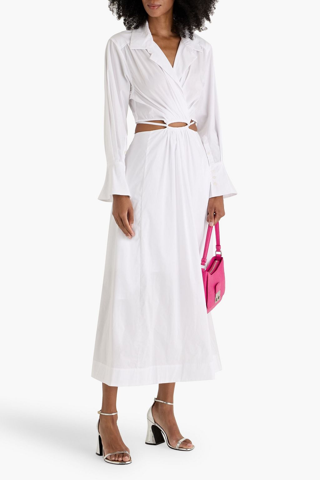 SIMKHAI Alex cutout cotton-blend poplin maxi shirt dress
