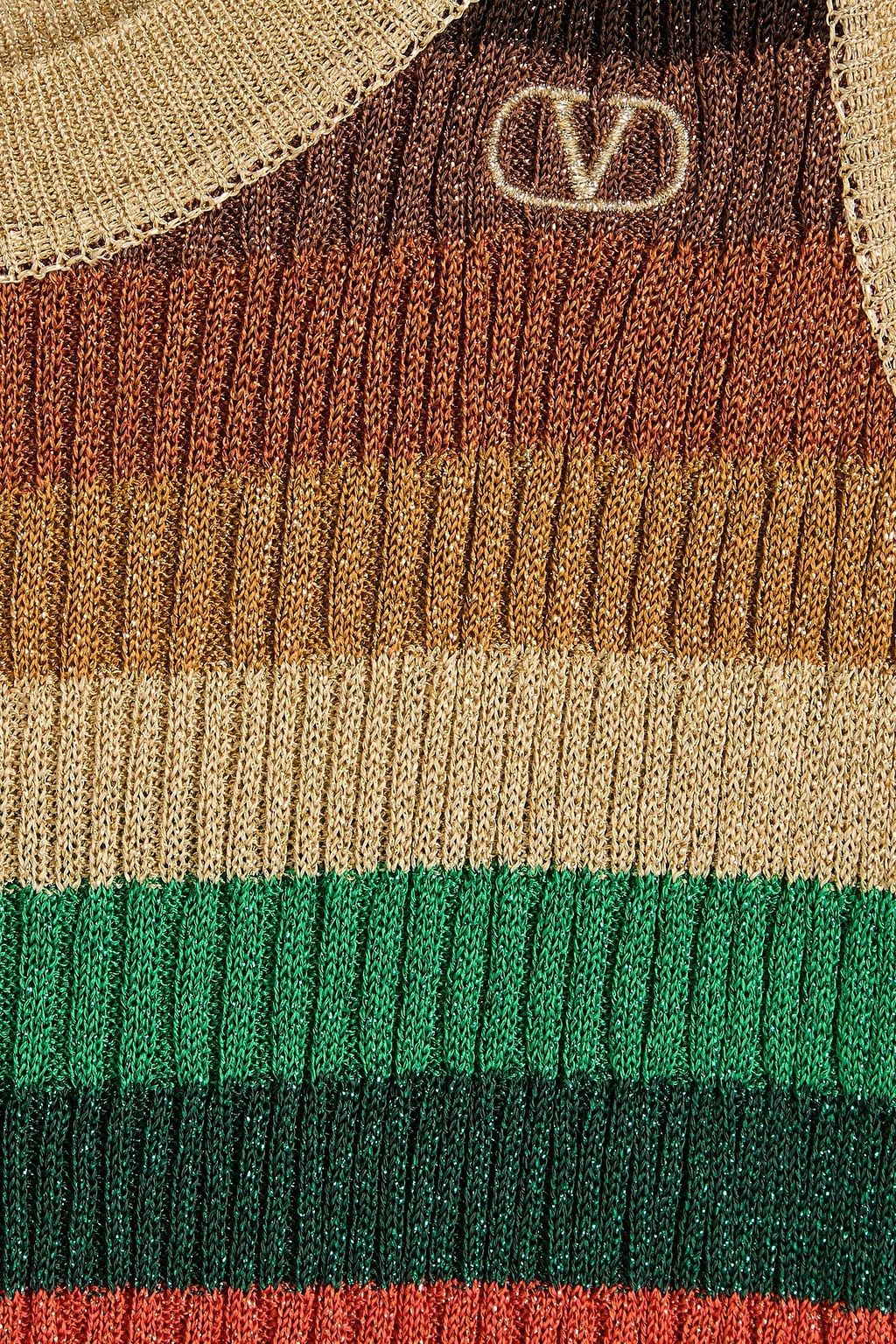 VALENTINO GARAVANI Striped ribbed-knit midi dress