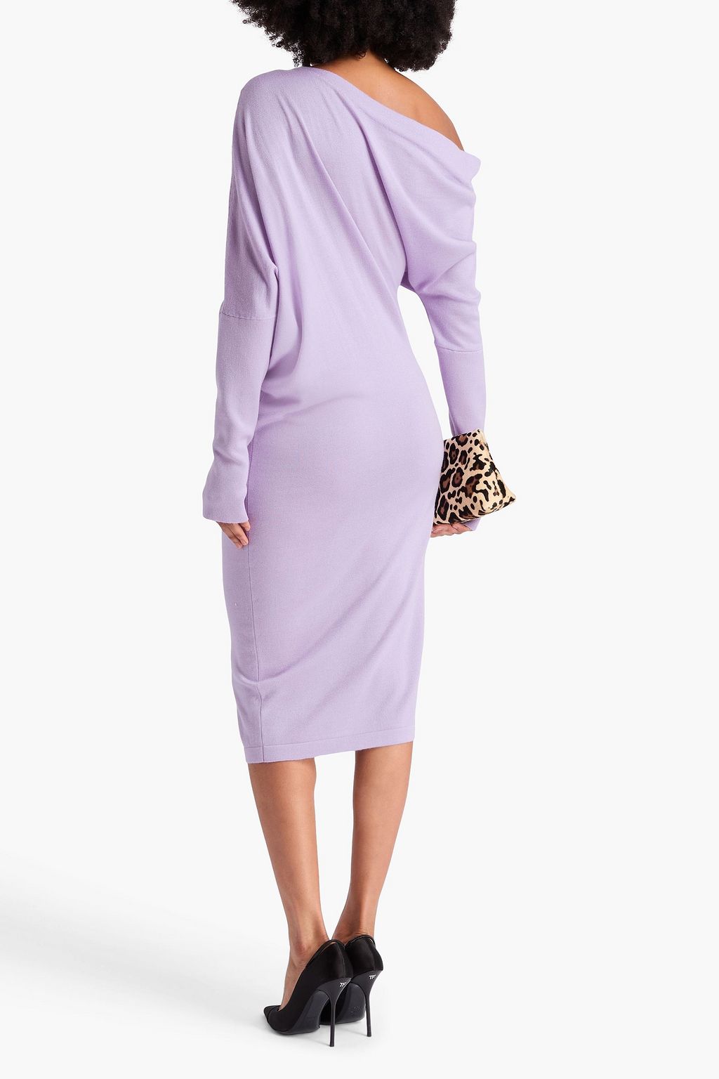 TOM FORD One-shoulder draped cashmere and silk-blend midi dress