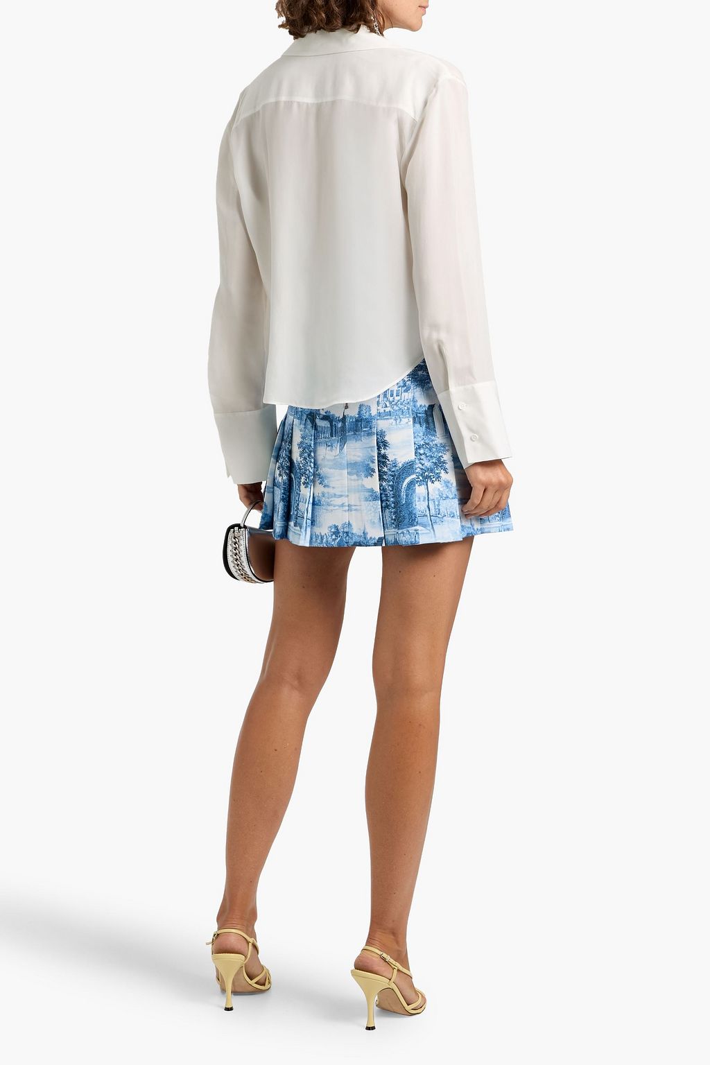 ALICE + OLIVIA Carter pleated printed crepe mini skirt