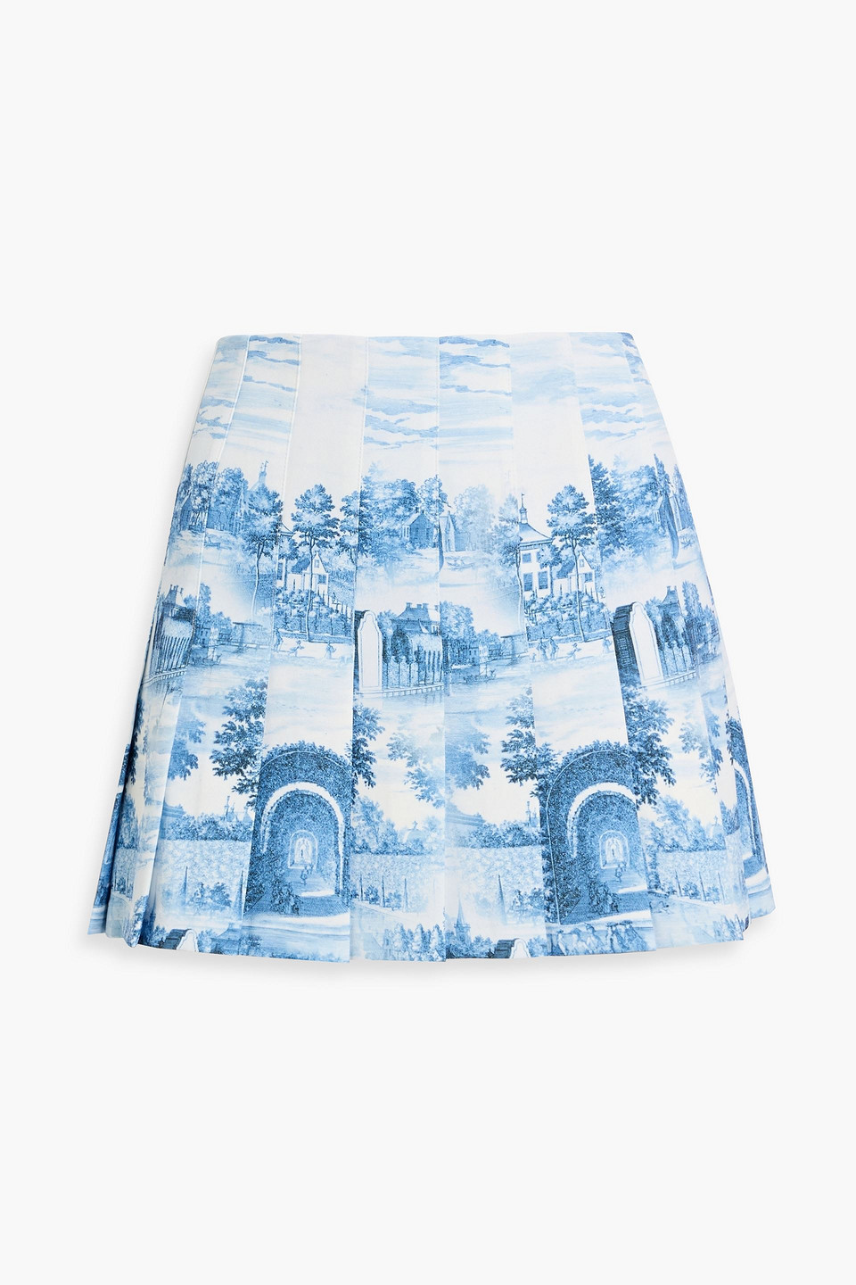 Carter pleated printed crepe mini skirt