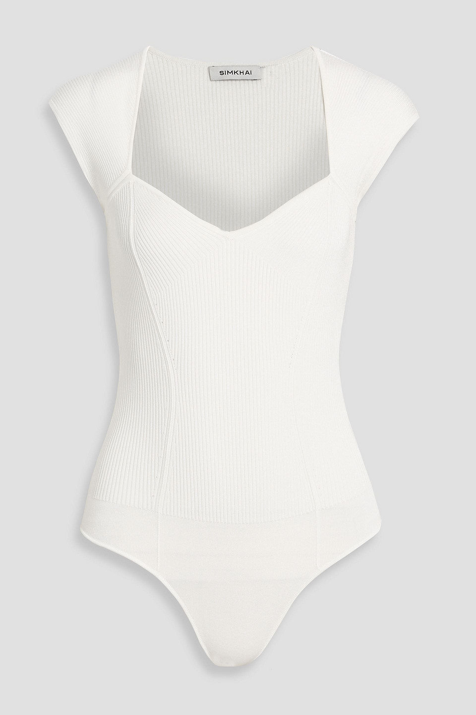 Simkhai Barbara Ribbed-knit Bodysuit In White