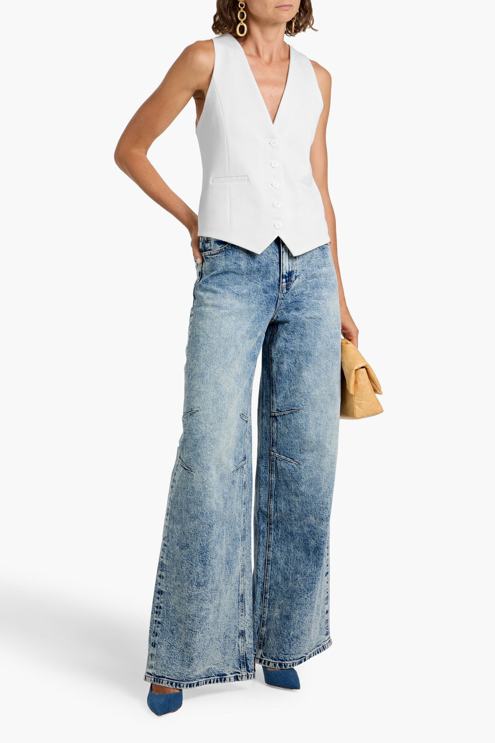 ALICE + OLIVIA JEANS Harlow acid-wash high-rise wide-leg jeans