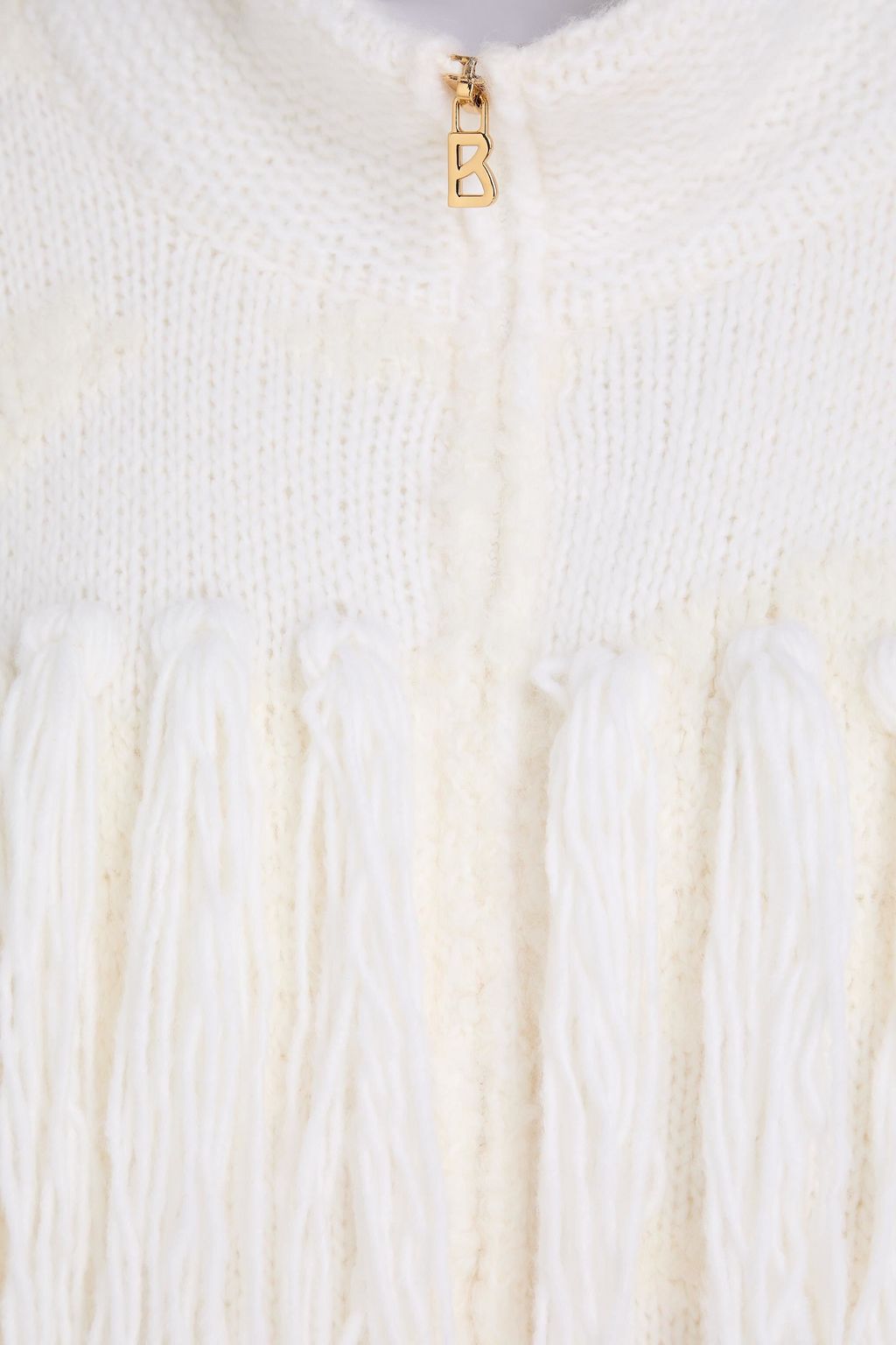 BOGNER Jena fringed intarsia wool-blend zip-up cardigan