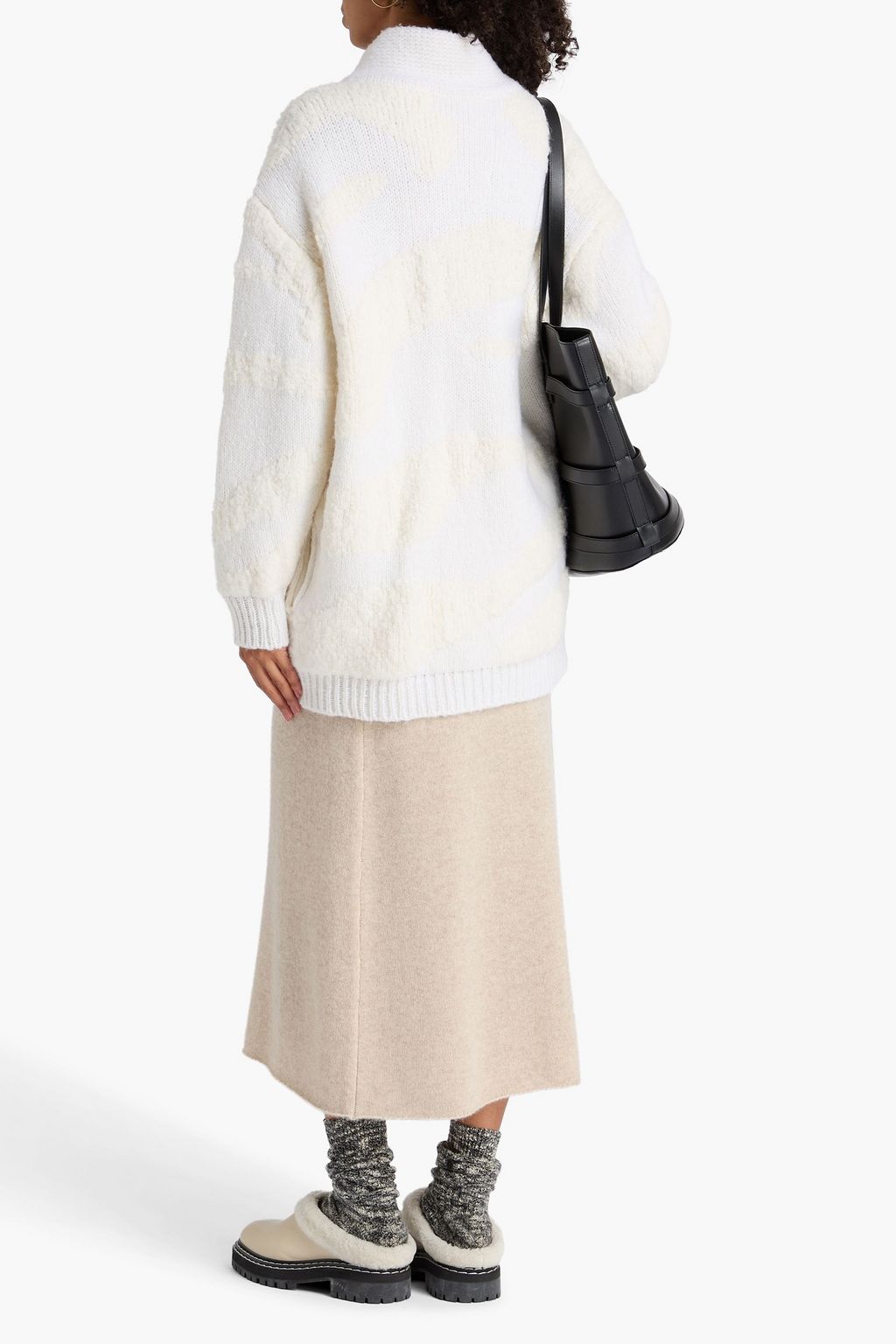 BOGNER Jena fringed intarsia wool-blend zip-up cardigan