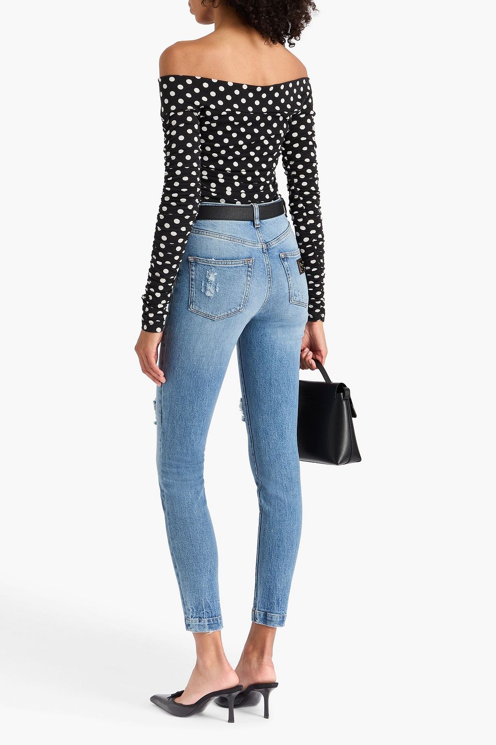 DOLCE&GABBANA ハイライズ スキニージーンズ ダメージ加工
