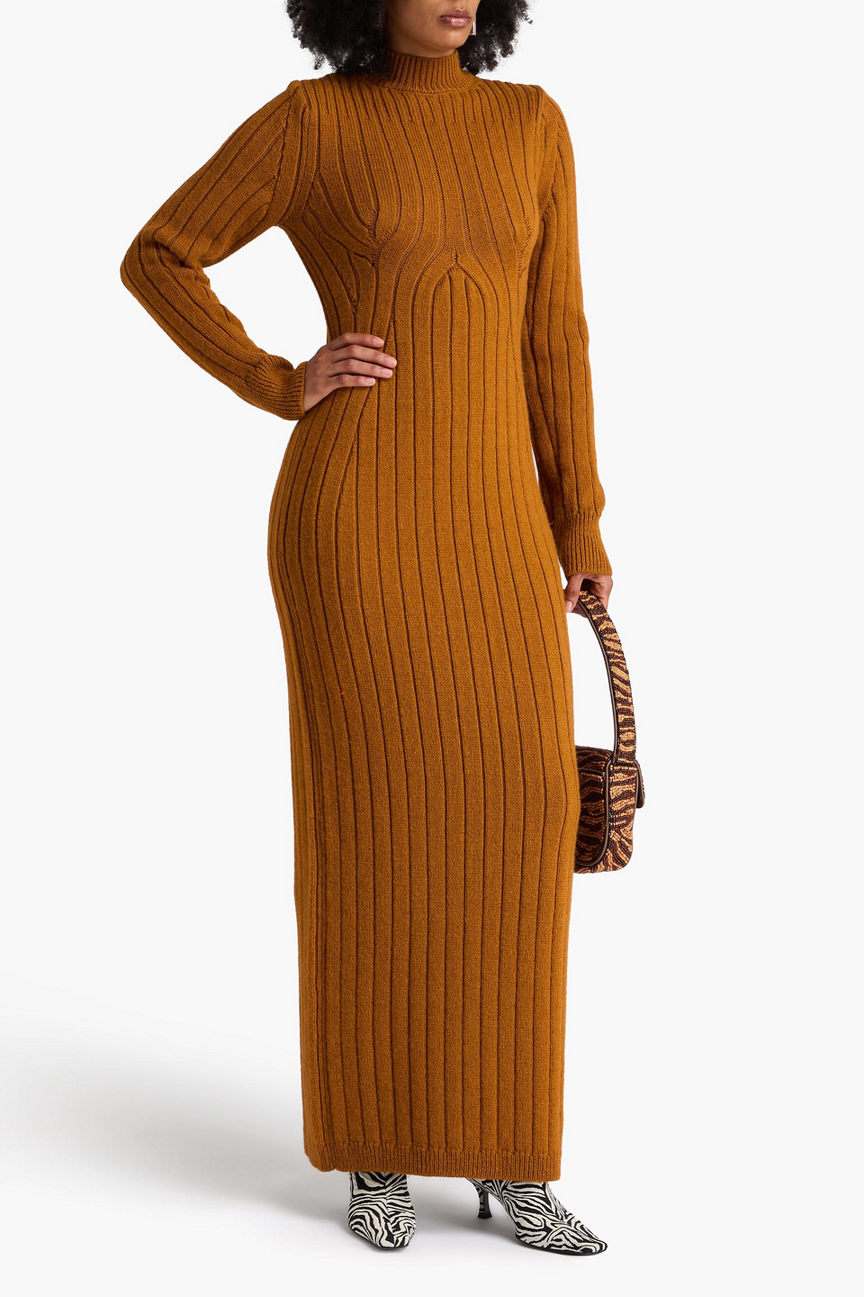  Dries Van Noten - Teagan Maxikleid Aus Gerippter Wolle - Braun - Xs 