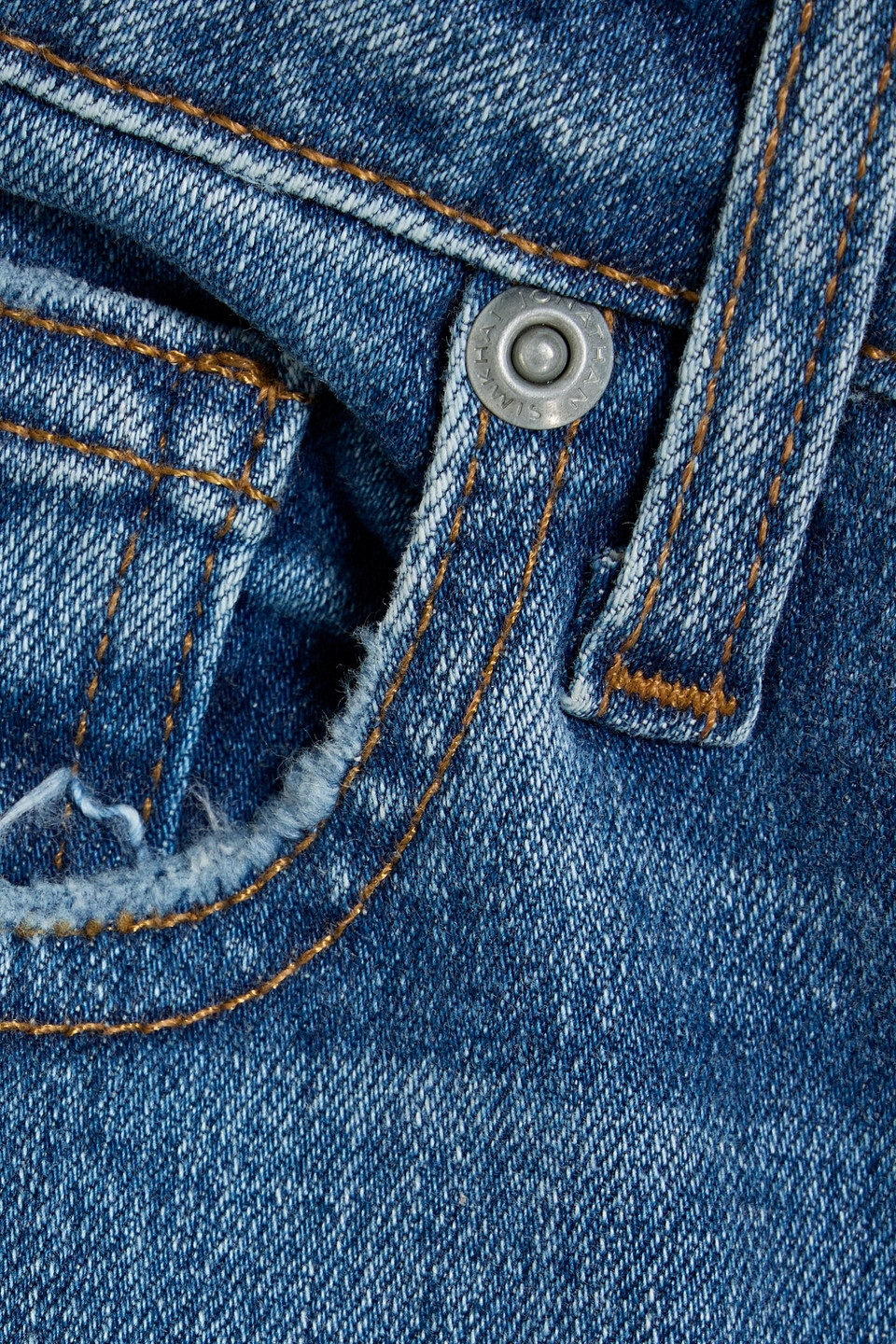 Simkhai River Distressed High-rise Straight-leg Jeans In Blue