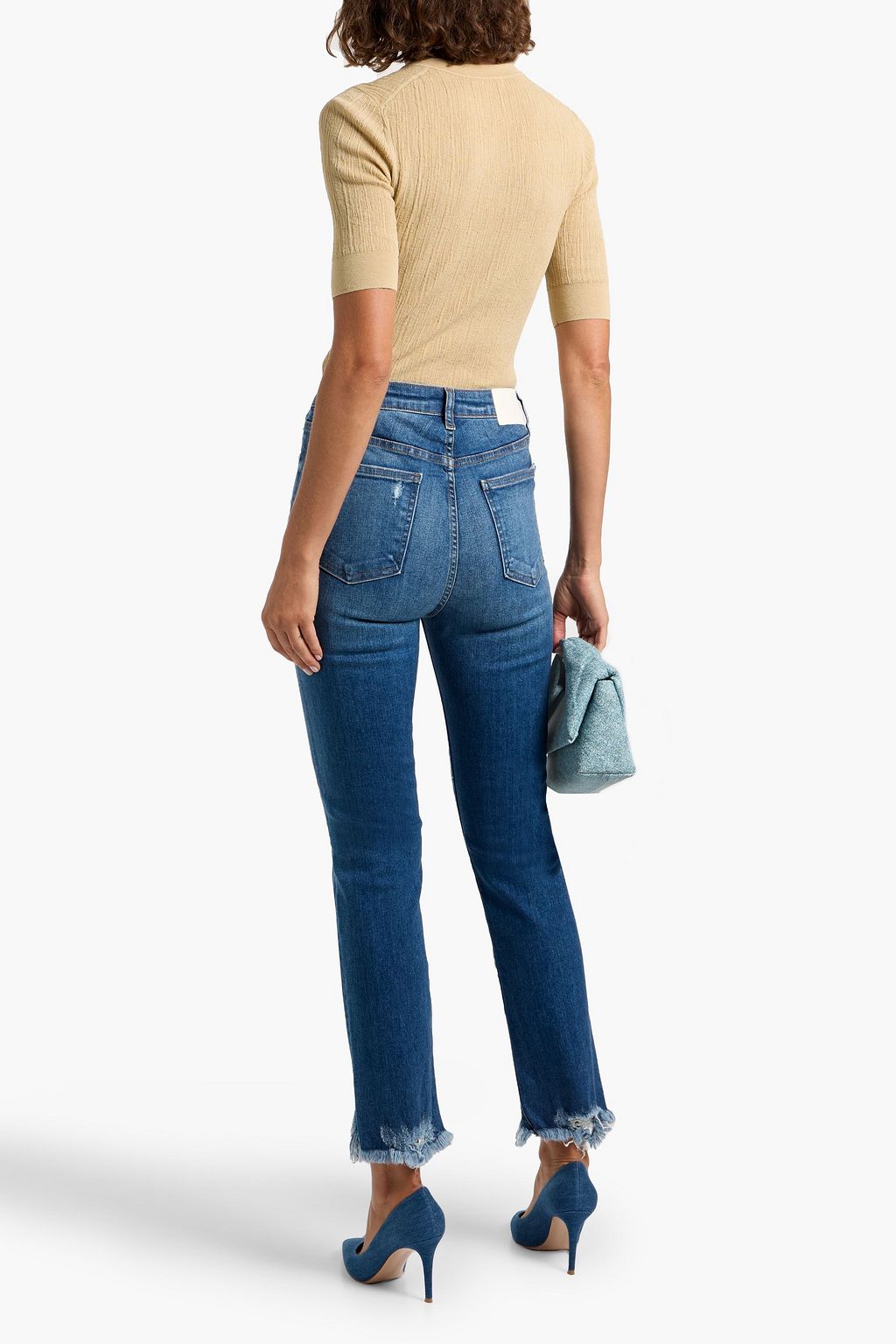 SIMKHAI River distressed high-rise straight-leg jeans