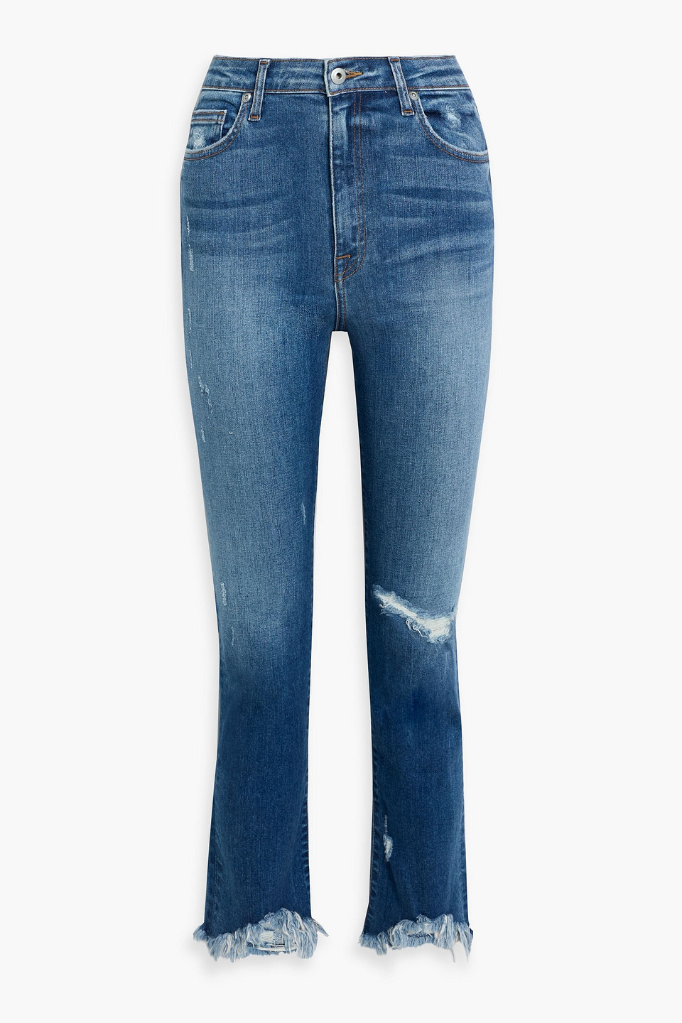 Simkhai River Distressed High-rise Straight-leg Jeans In Blue