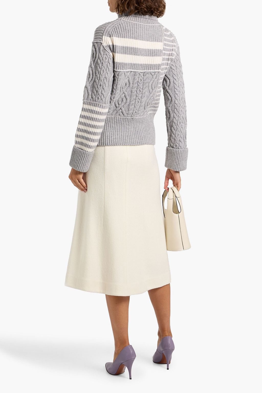 SIMKHAI Maggi ribbed and cable-knit wool and cashmere-blend turtleneck sweater