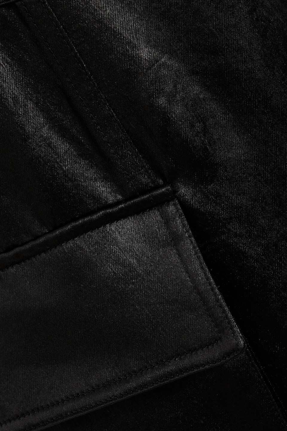 Simkhai Beatriz Satin Wide-leg Cargo Pants In Black