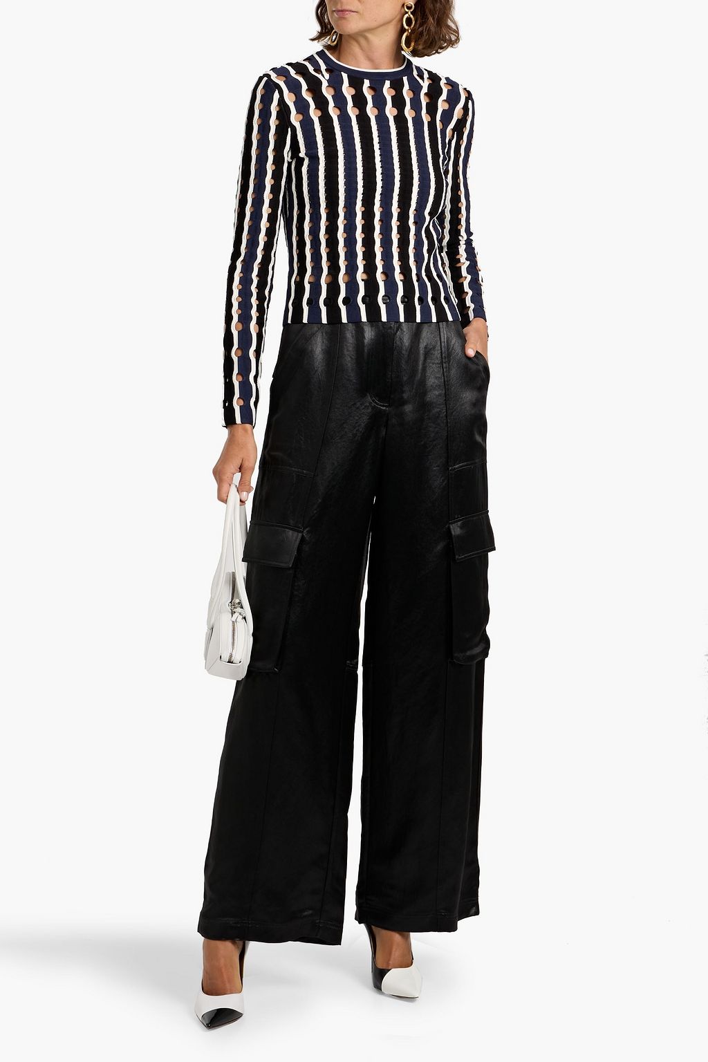 SIMKHAI Beatriz satin wide-leg cargo pants