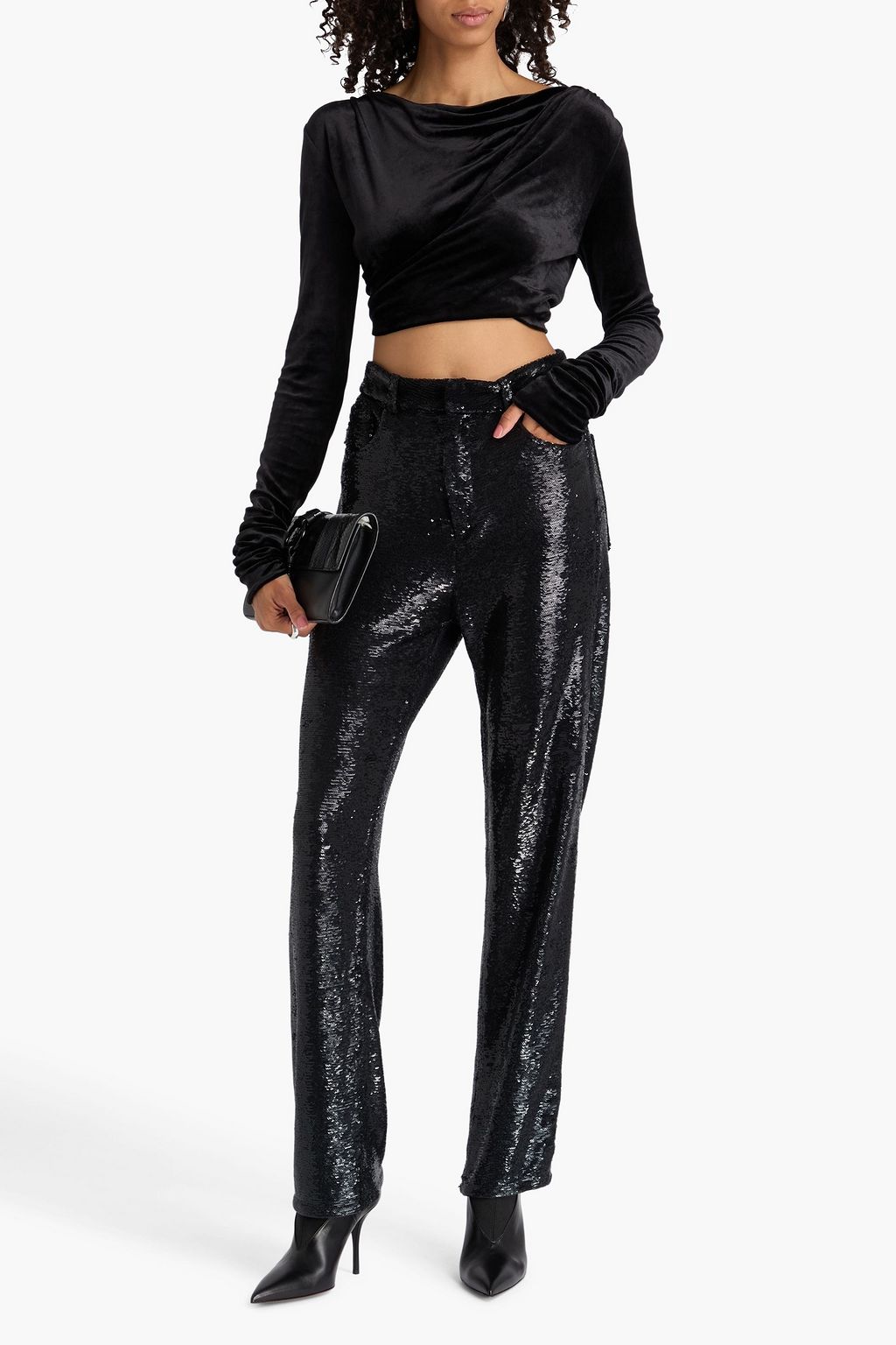 RICK OWENS LILIES 벨벳 크롭 탑