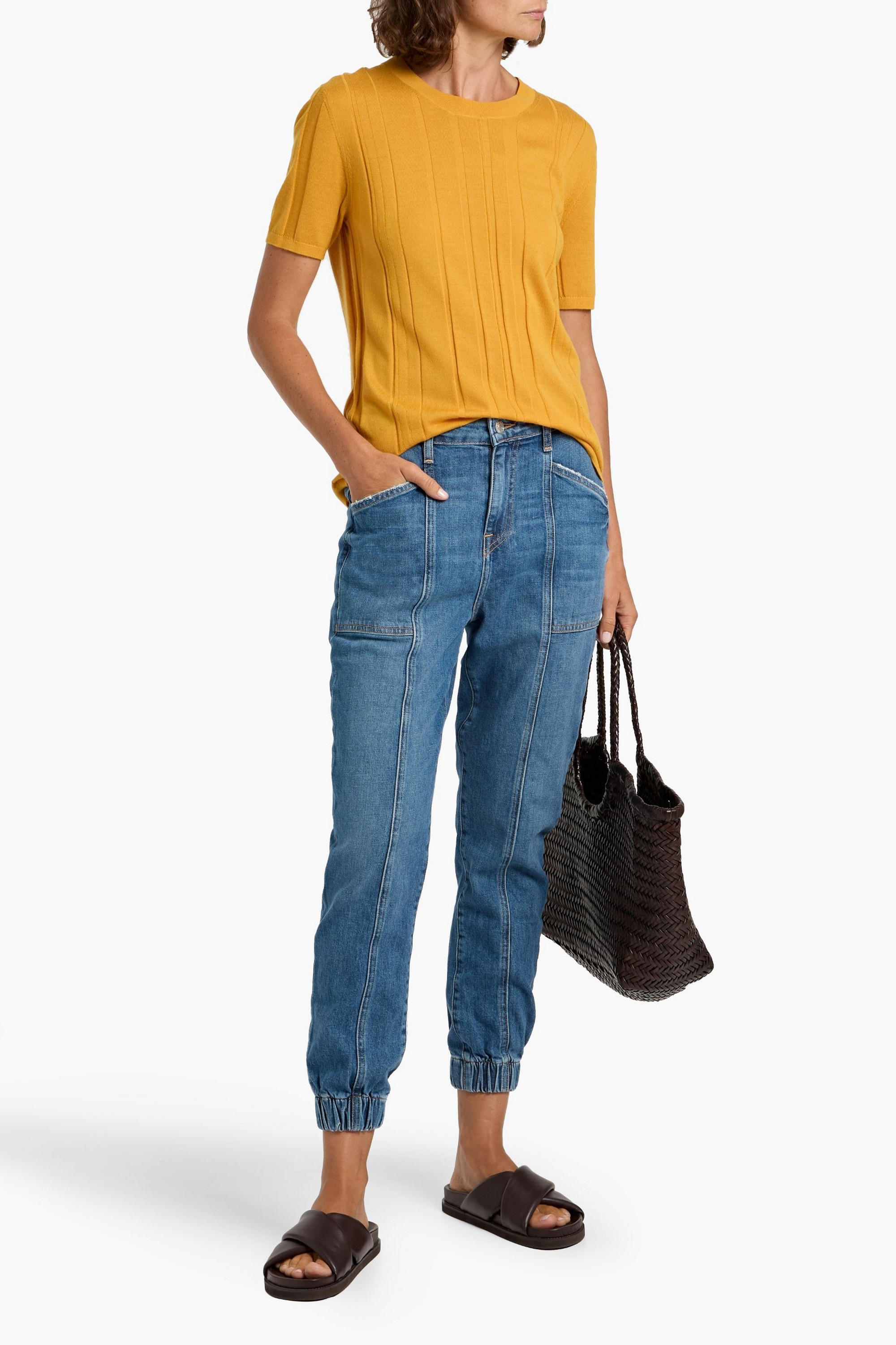 SIMKHAI Wiley cropped high-rise tapered jeans