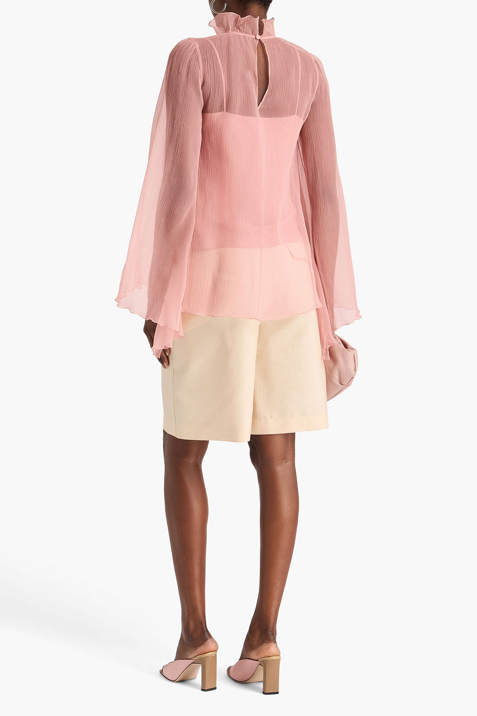 Max Mara - Maniero Ruffled Silk-crepon Blouse - Pink - It 36 