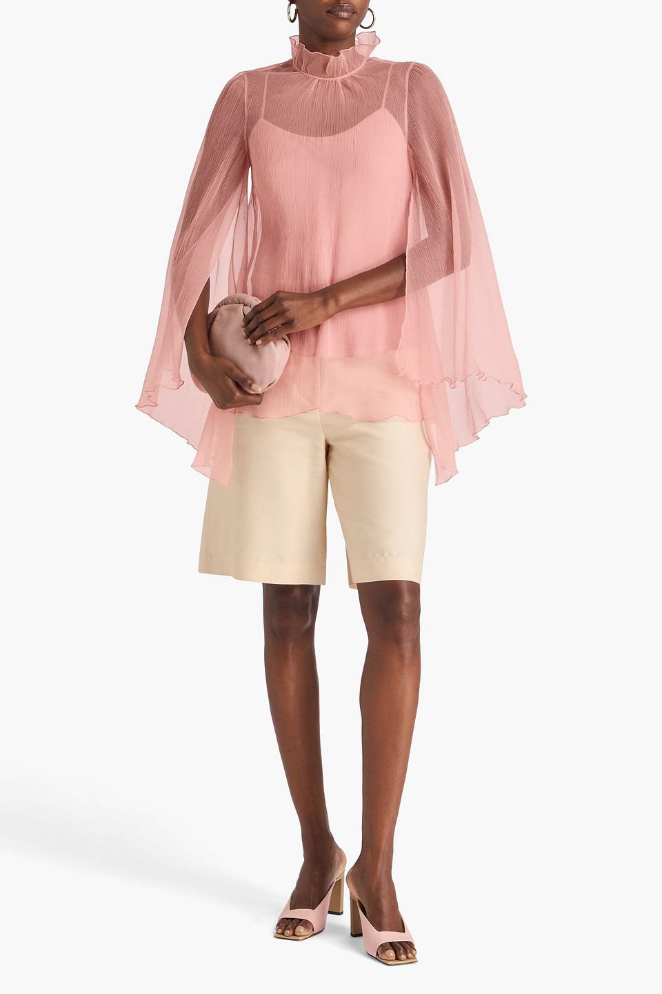  Max Mara - Maniero Ruffled Silk-crepon Blouse - Pink - It 36 