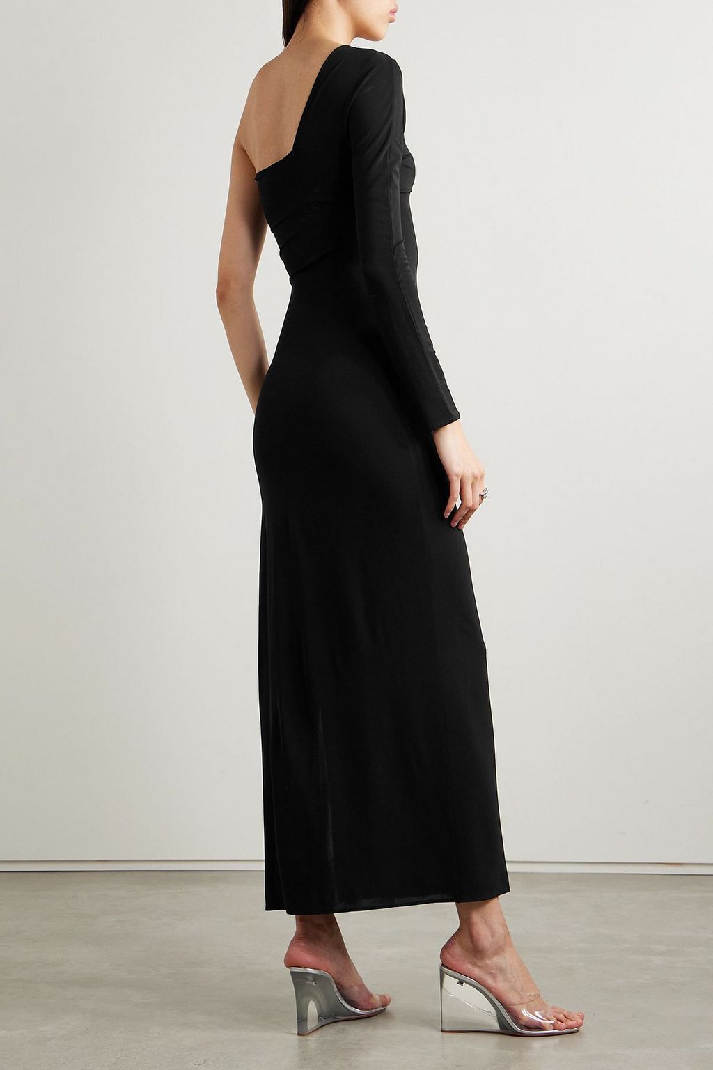 COURRÈGES Asymmetrisches Maxikleid aus Stretch-Jersey mit Twist-Detail