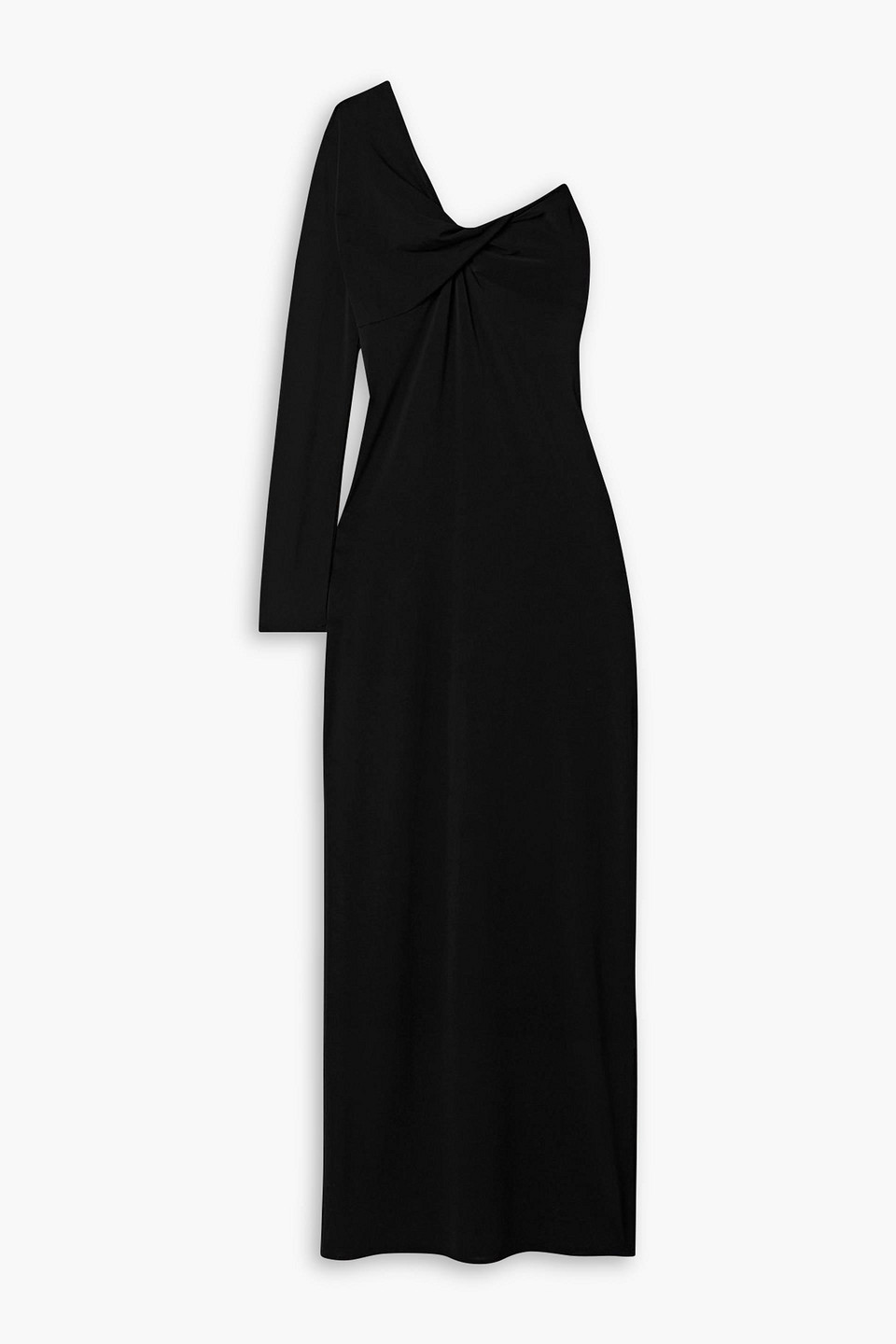 Courrèges One-sleeve Twisted Stretch-jersey Maxi Dress In Black
