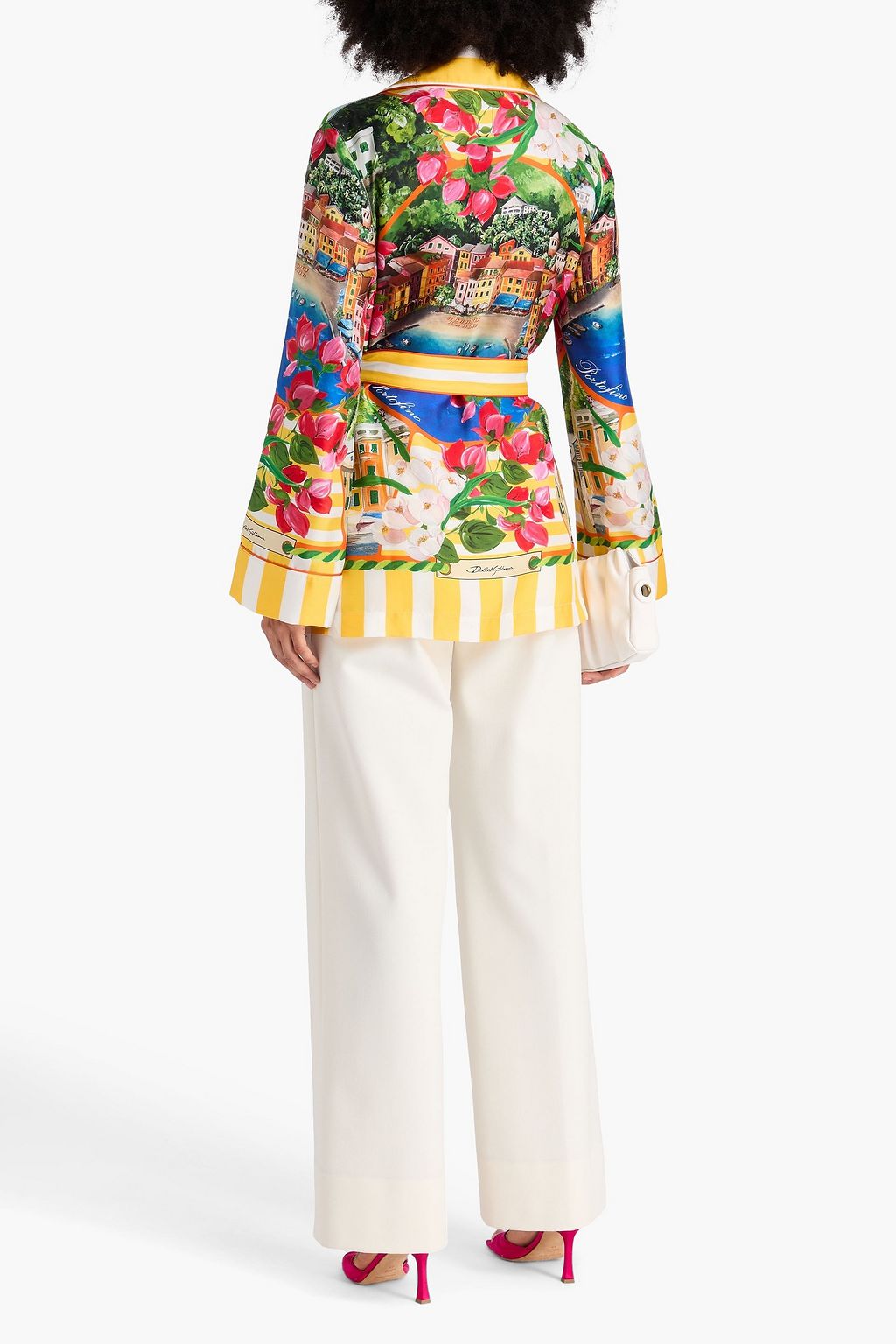 DOLCE&GABBANA Belted printed silk-twill shirt