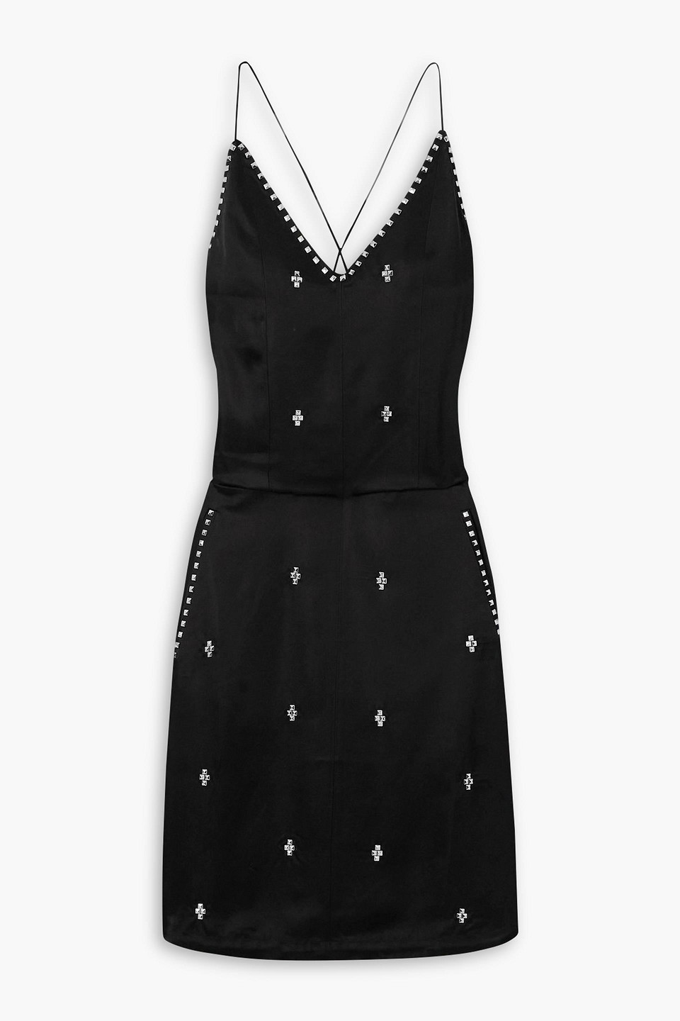 Wales Bonner Honour Studded Satin Mini Dress In Black