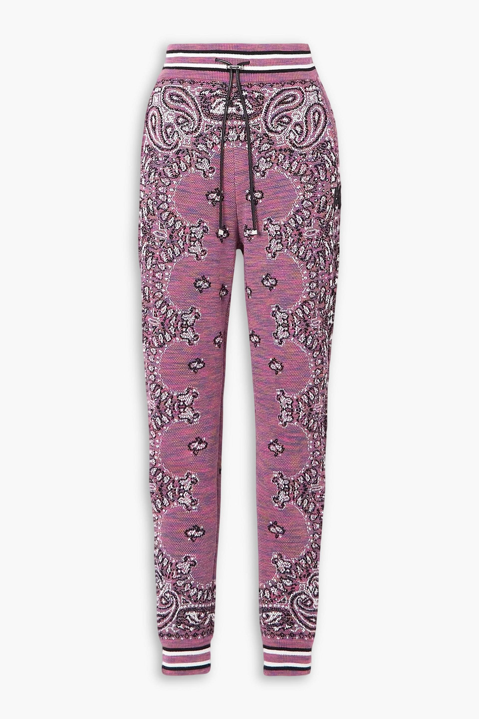 amiri - embroidered space-dyed cotton-jacquard track pants - purple - xxs