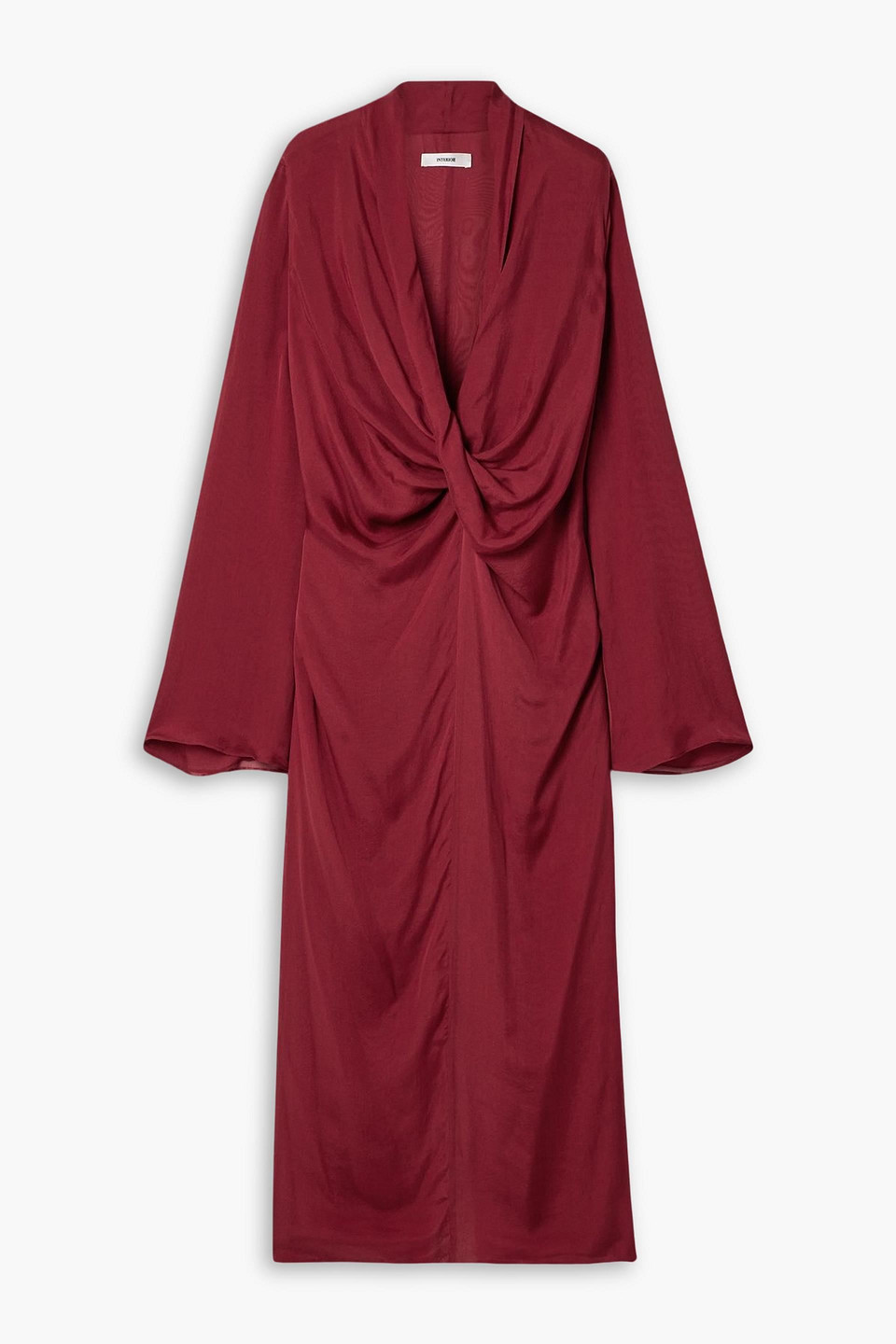 Interior The Desma Twist-front Silk Crepe De Chine Maxi Dress In Burgundy