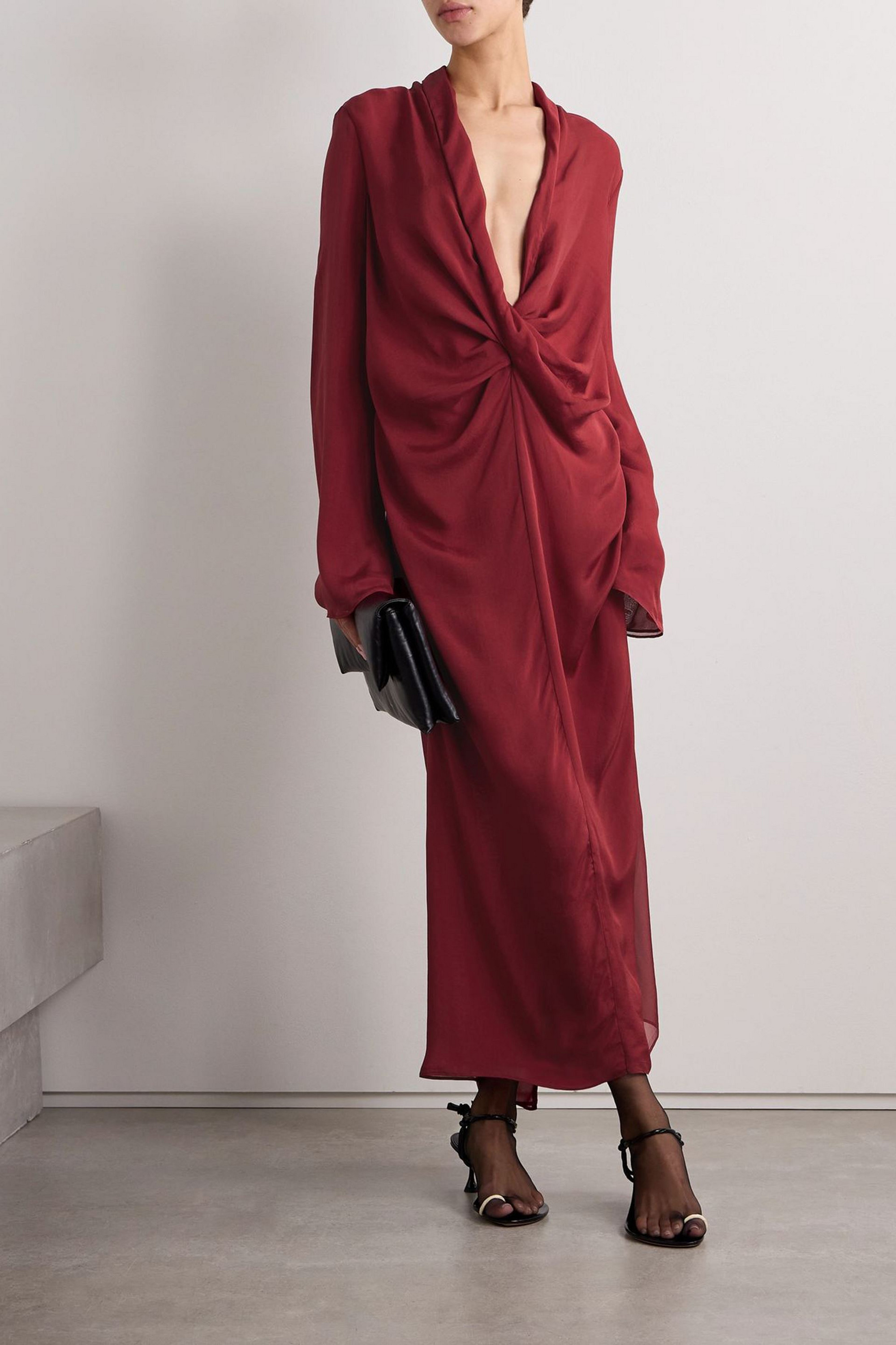 Interior The Desma twist-front silk crepe de chine maxi dress