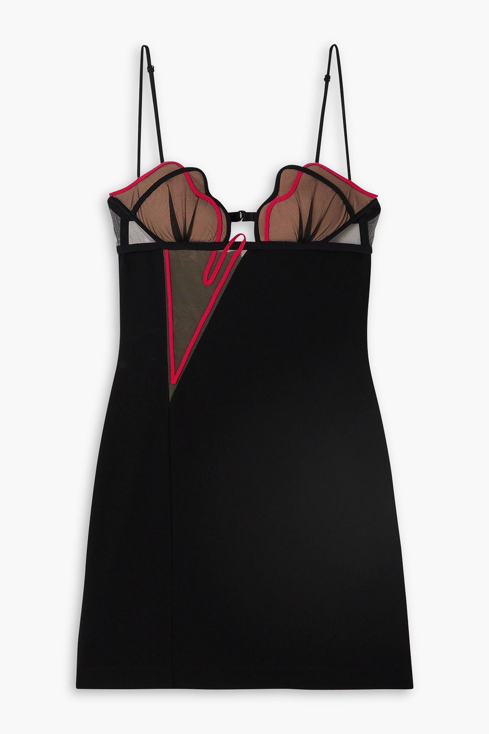 Nensi Dojaka Heartbeat Appliquéd Tulle-trimmed Crepe Mini Dress In Black
