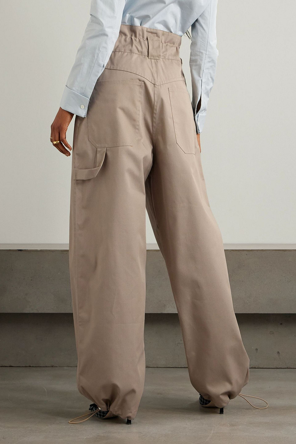 Tolu Coker Ruched Gabardine Cargo Pants In Brown