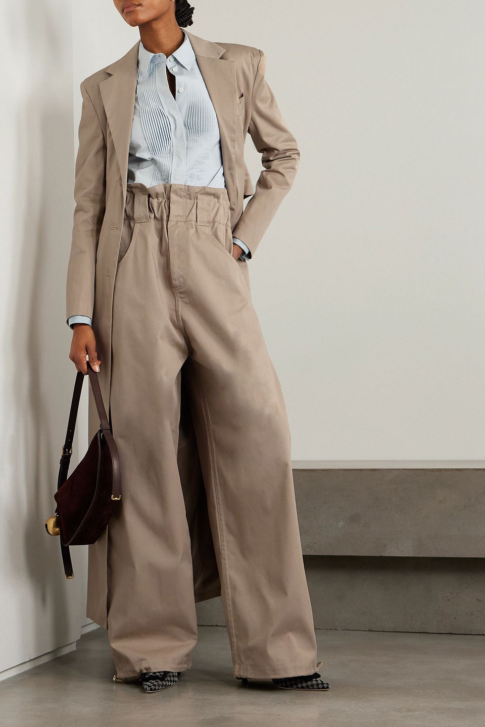 Tolu Coker Ruched Gabardine Cargo Pants In Brown