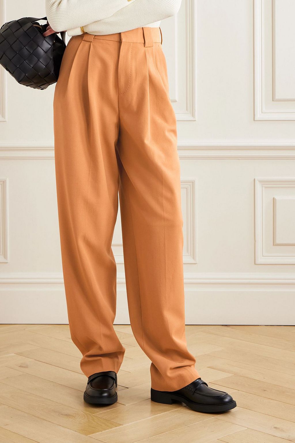 PETAR PETROV Pleated stretch-wool wide-leg pants