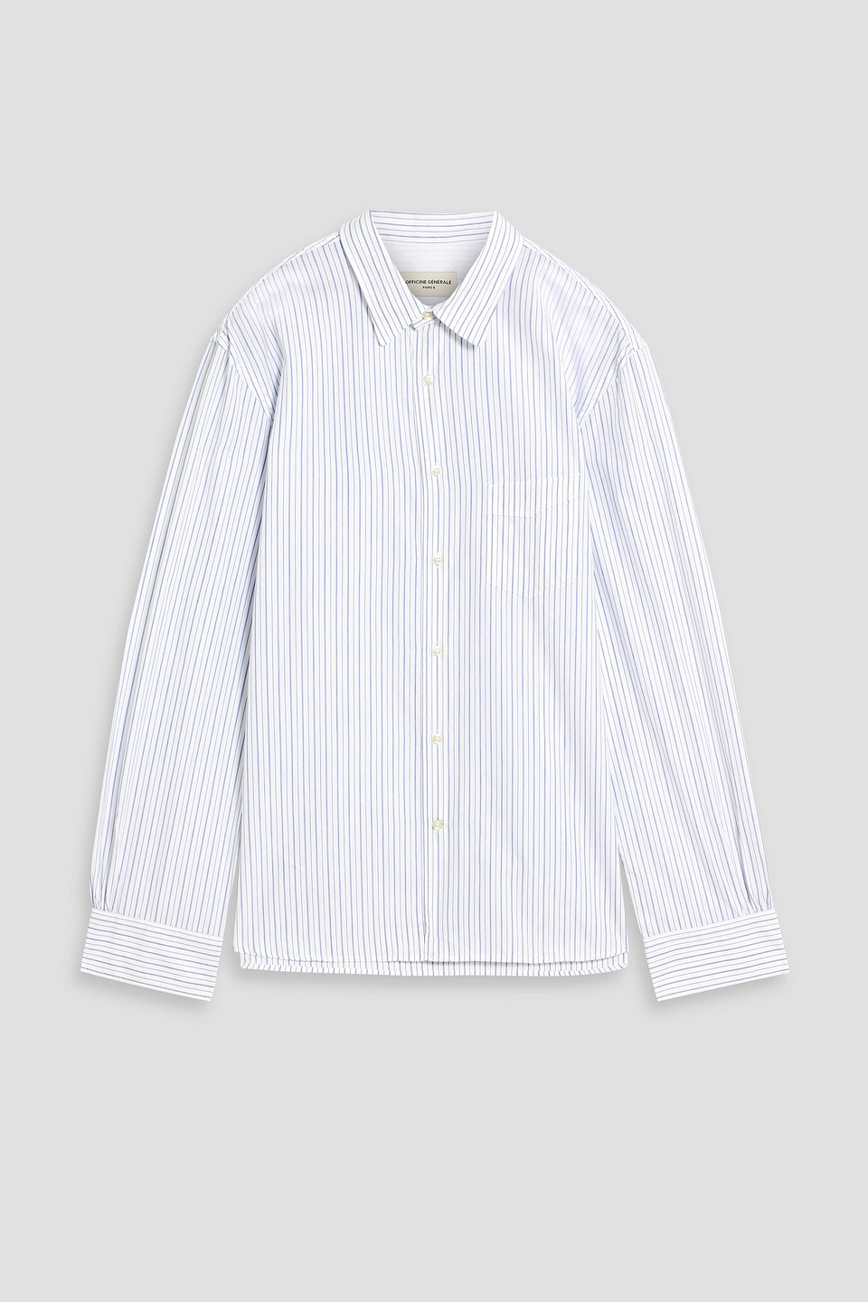 Officine Generale Benoit Striped Cotton-jacquard Shirt In White