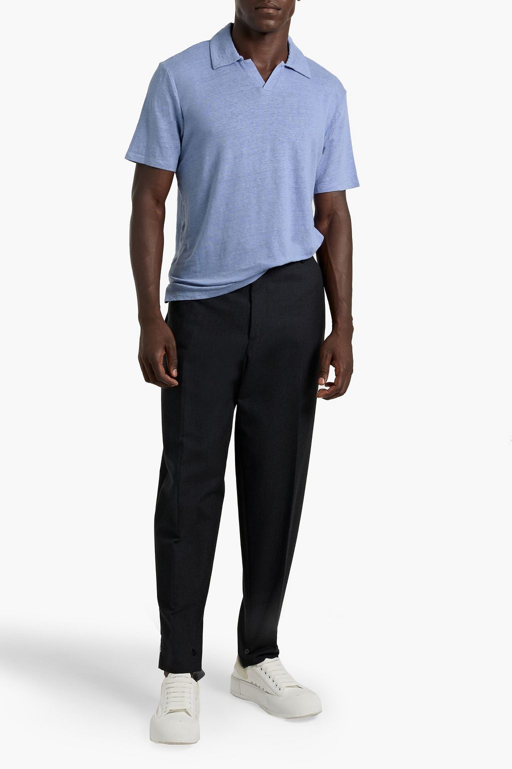 OFFICINE GÉNÉRALE Simon linen-blend jersey polo shirt