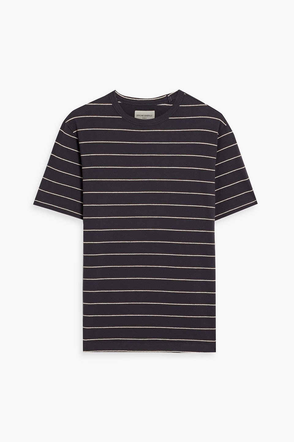 Officine Générale Striped cotton and linen-blend T-shirt